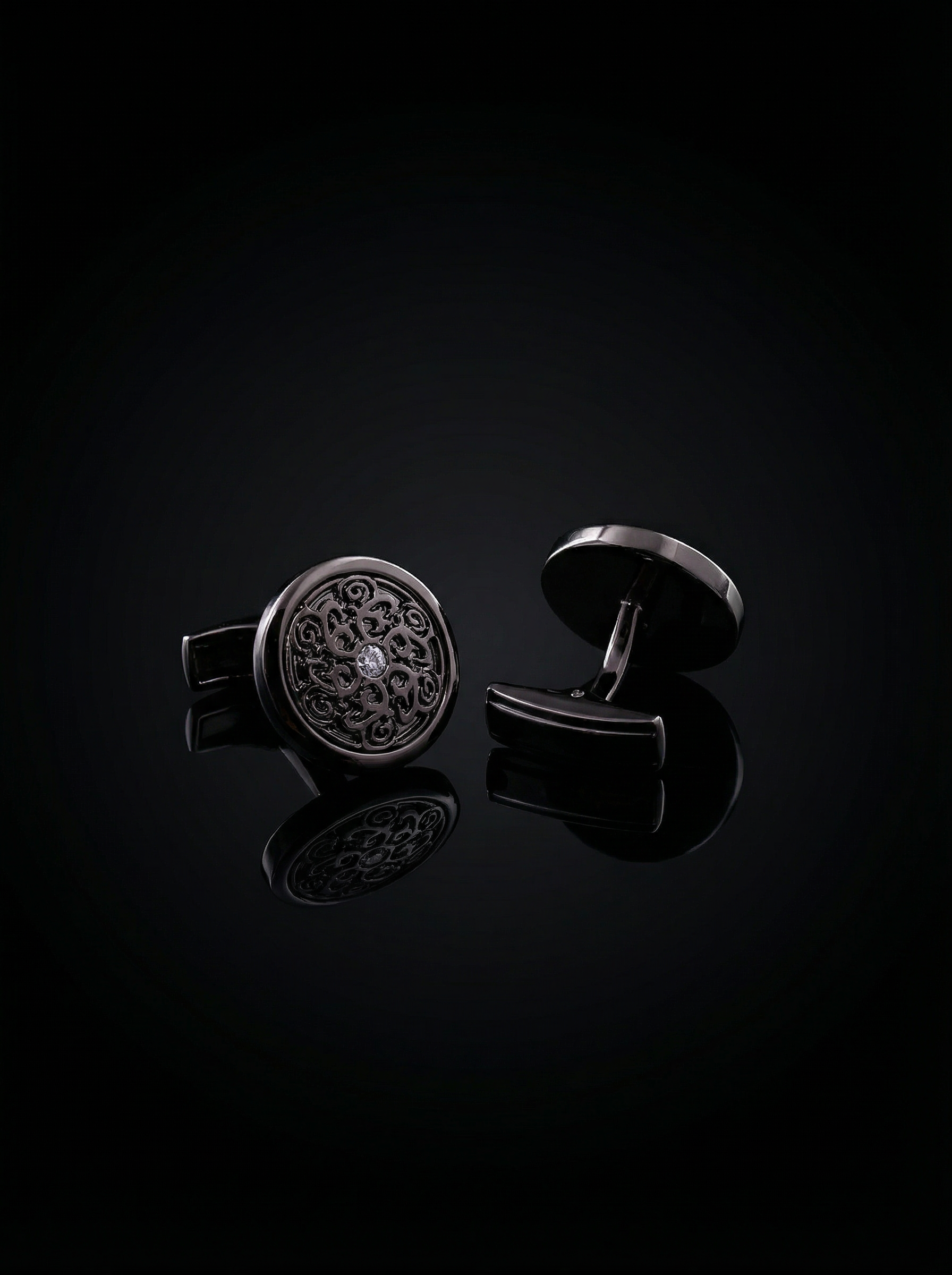 Black Scrollwork Cufflinks Tivaaro