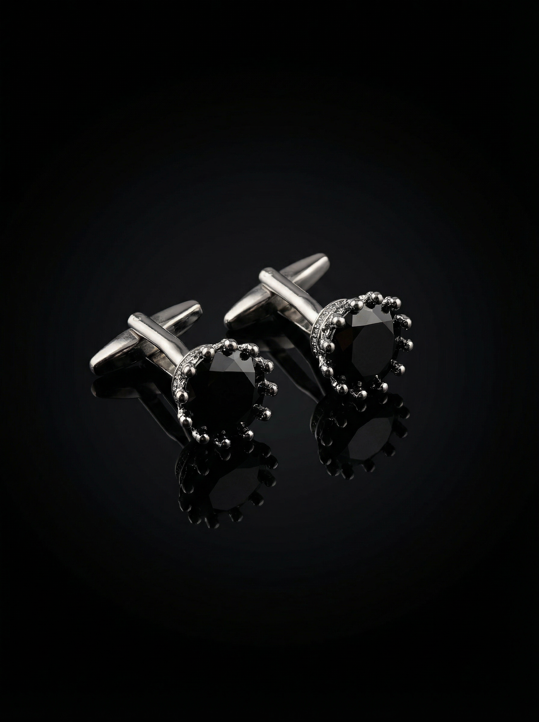 Black Solitaire Cufflinks Tivaaro