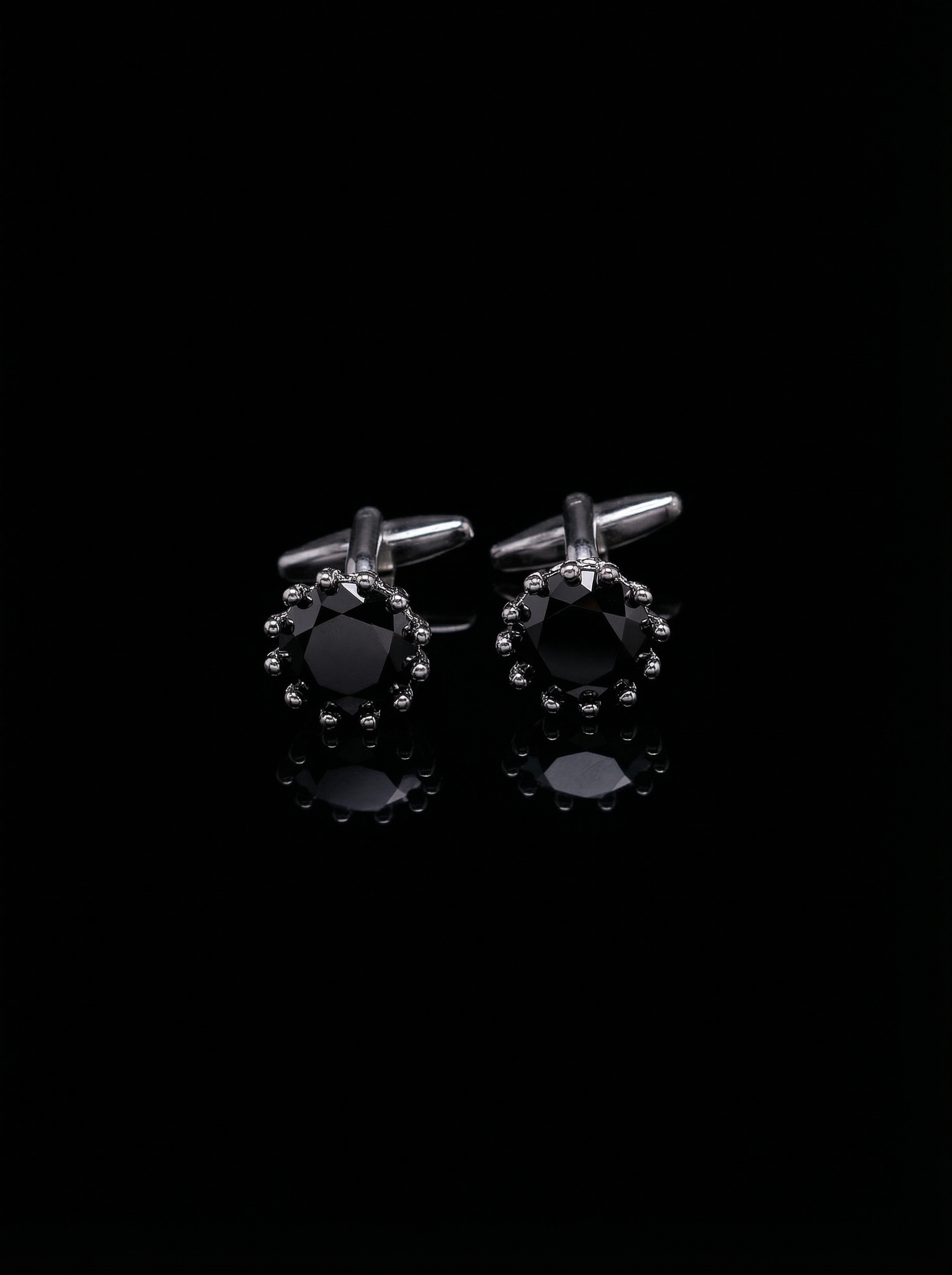 Black Solitaire Cufflinks Tivaaro