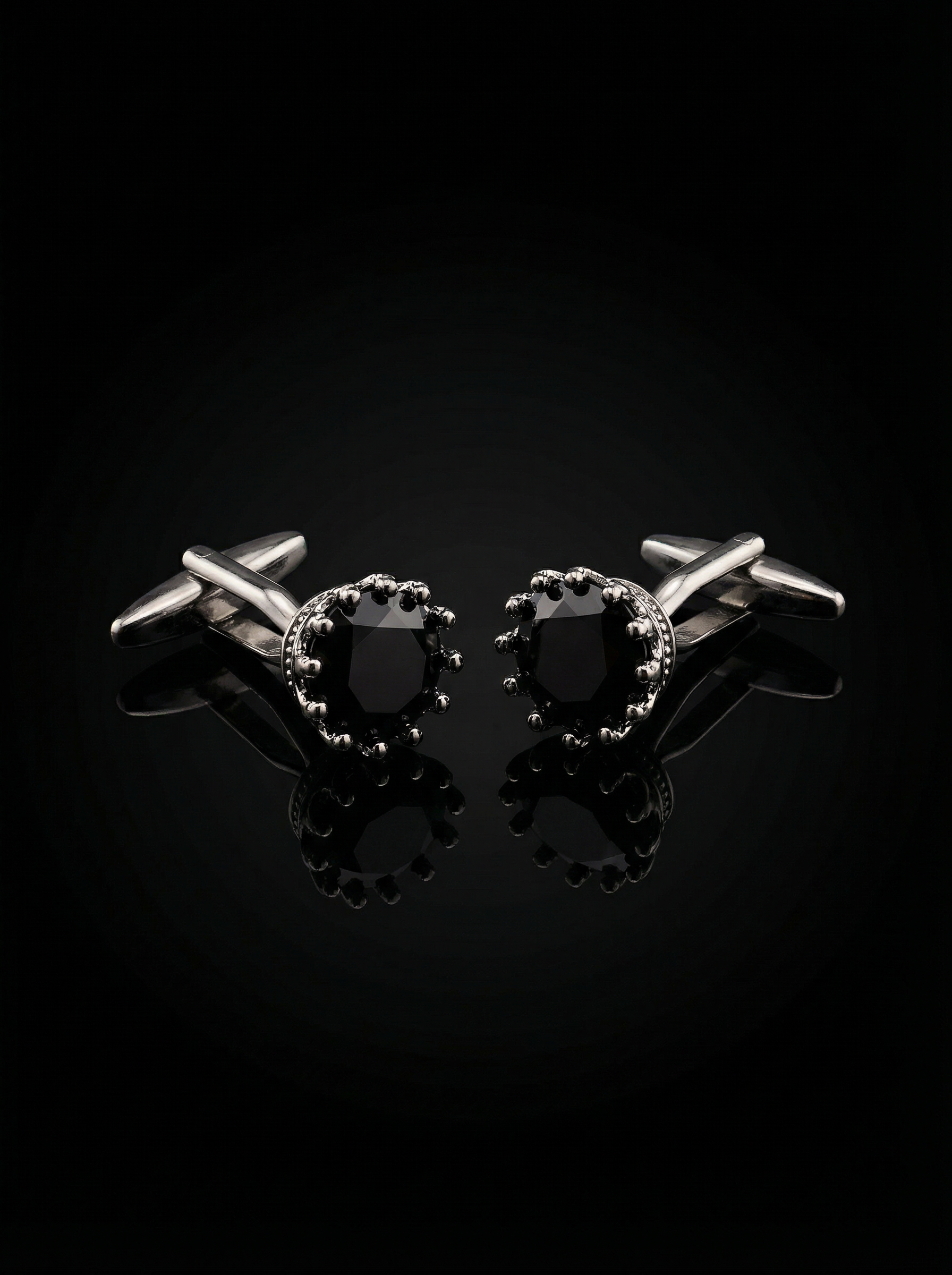 Black Solitaire Cufflinks Tivaaro
