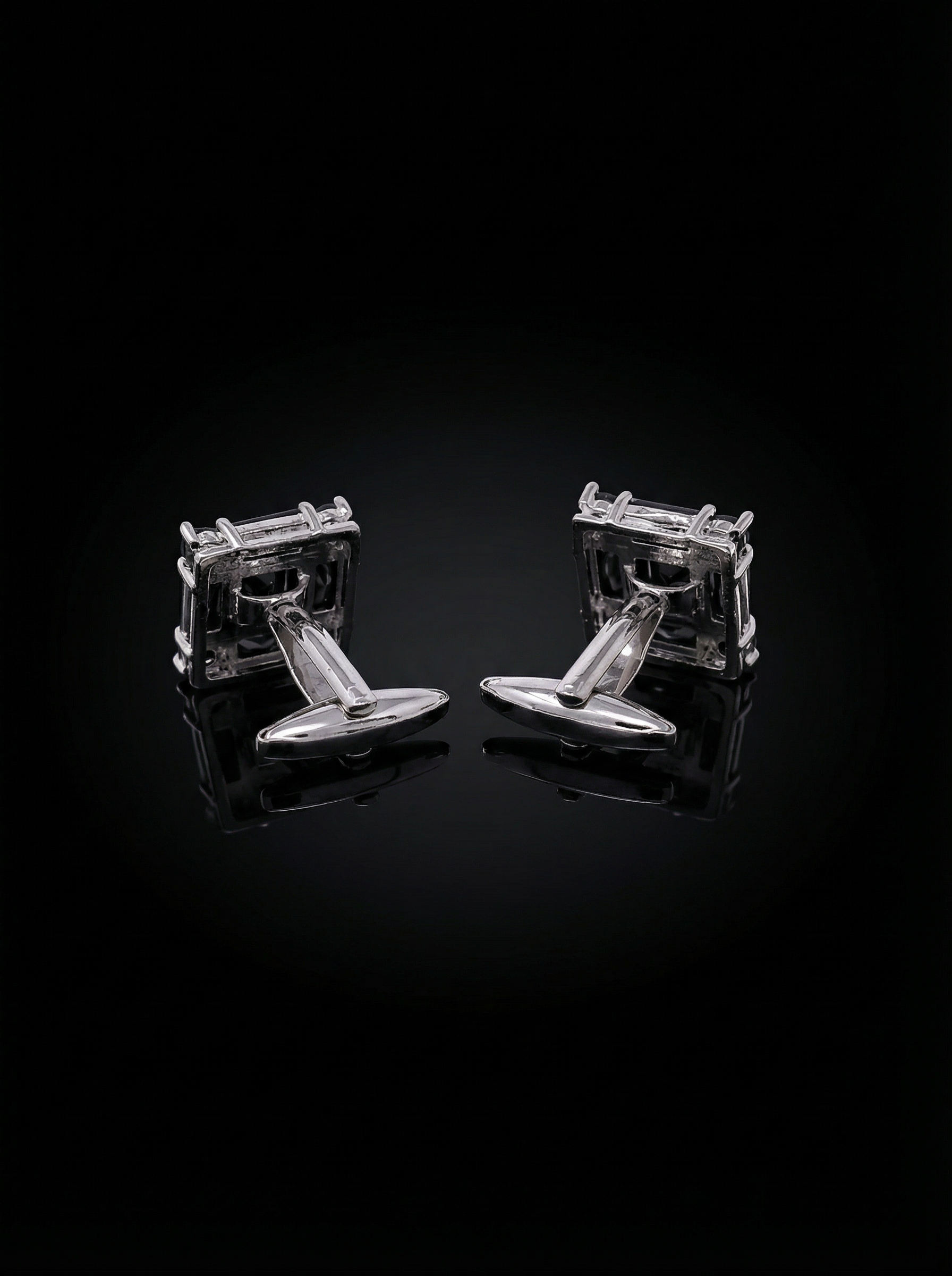 Black Square Crystal Cluster Cufflinks Tivaaro