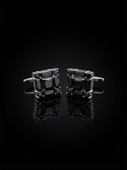 Black Square Crystal Cluster Cufflinks Tivaaro