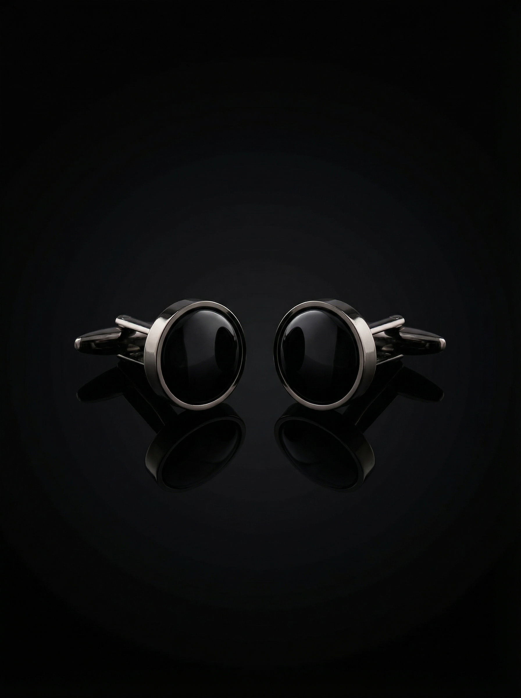 Black Textured Stone Cufflinks Tivaaro