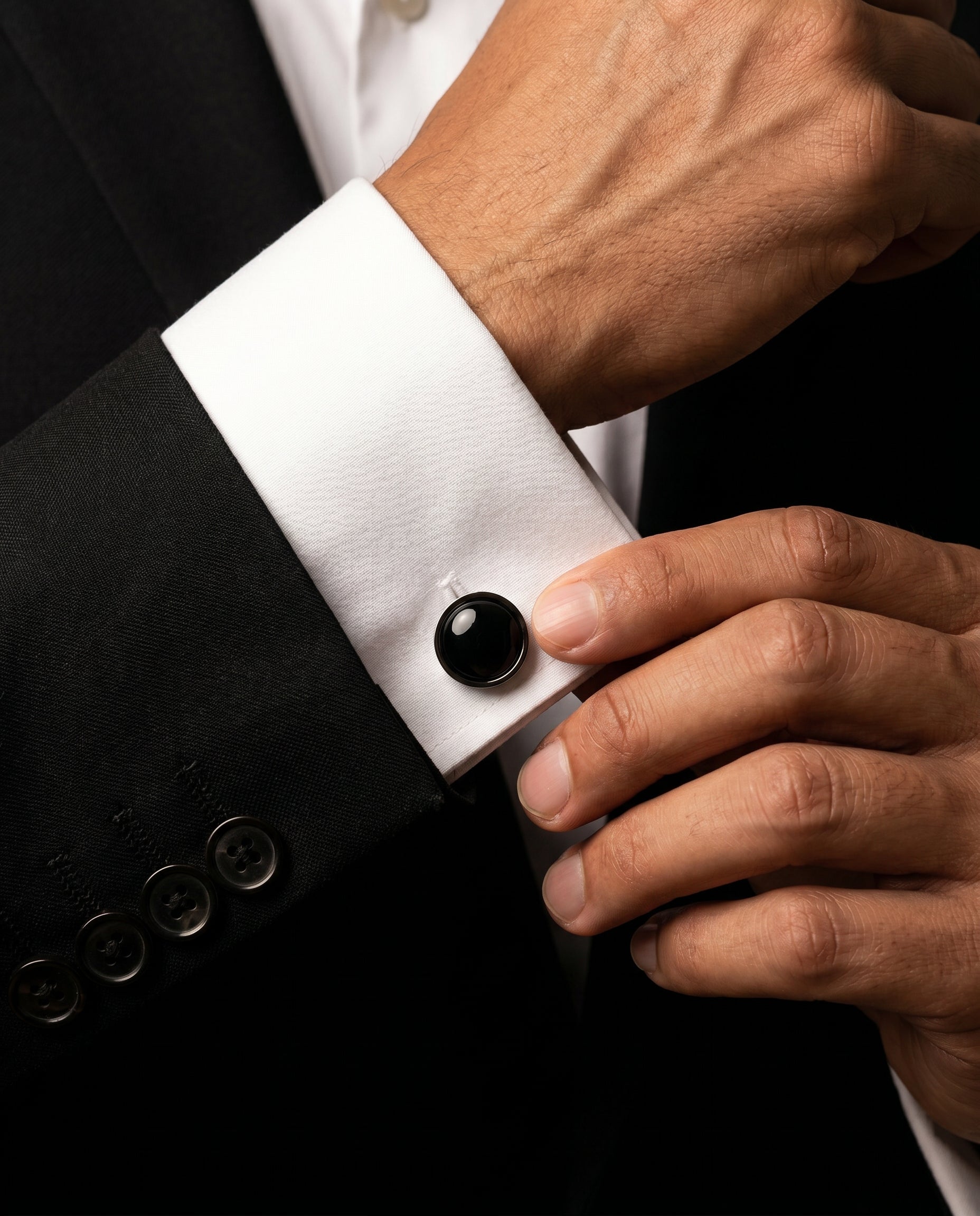 Black Gemstone-Style Cufflinks by Tivaaro