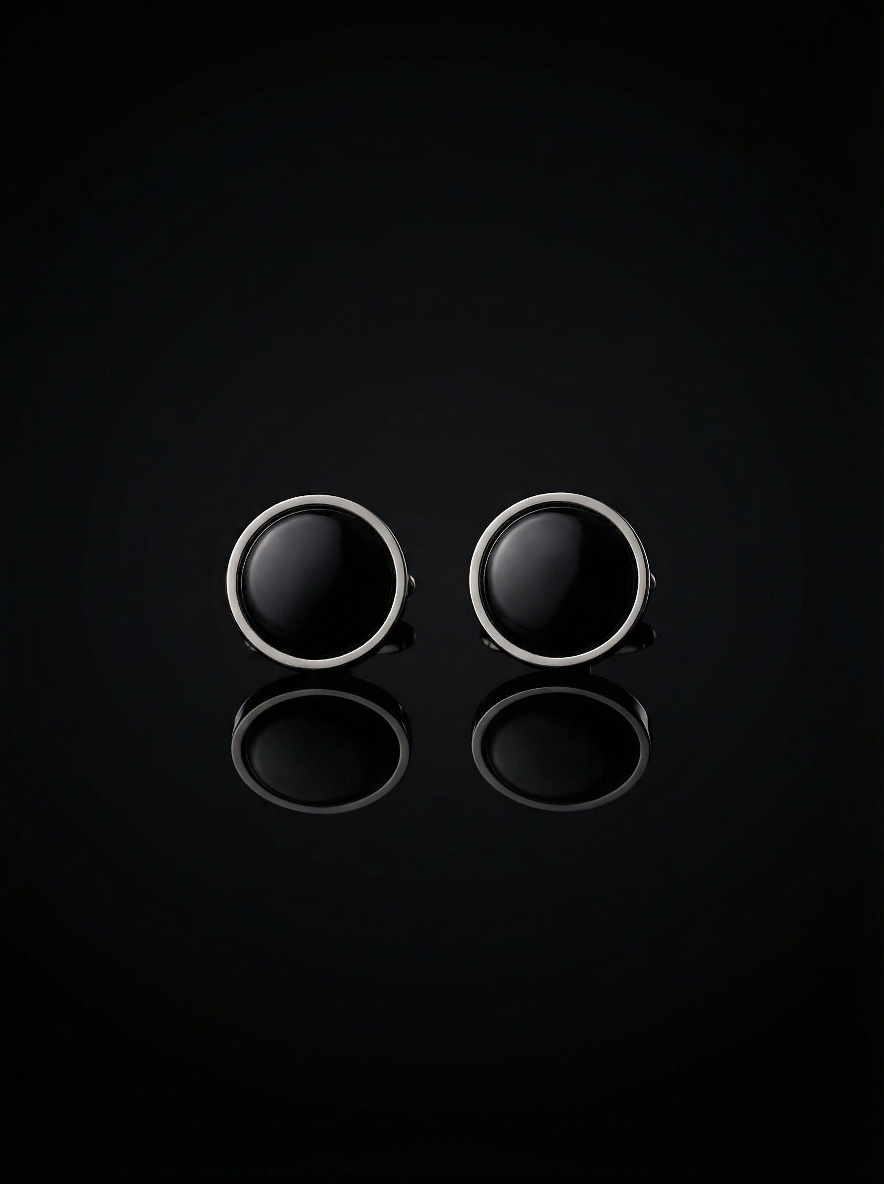 Black Textured Stone Cufflinks Tivaaro