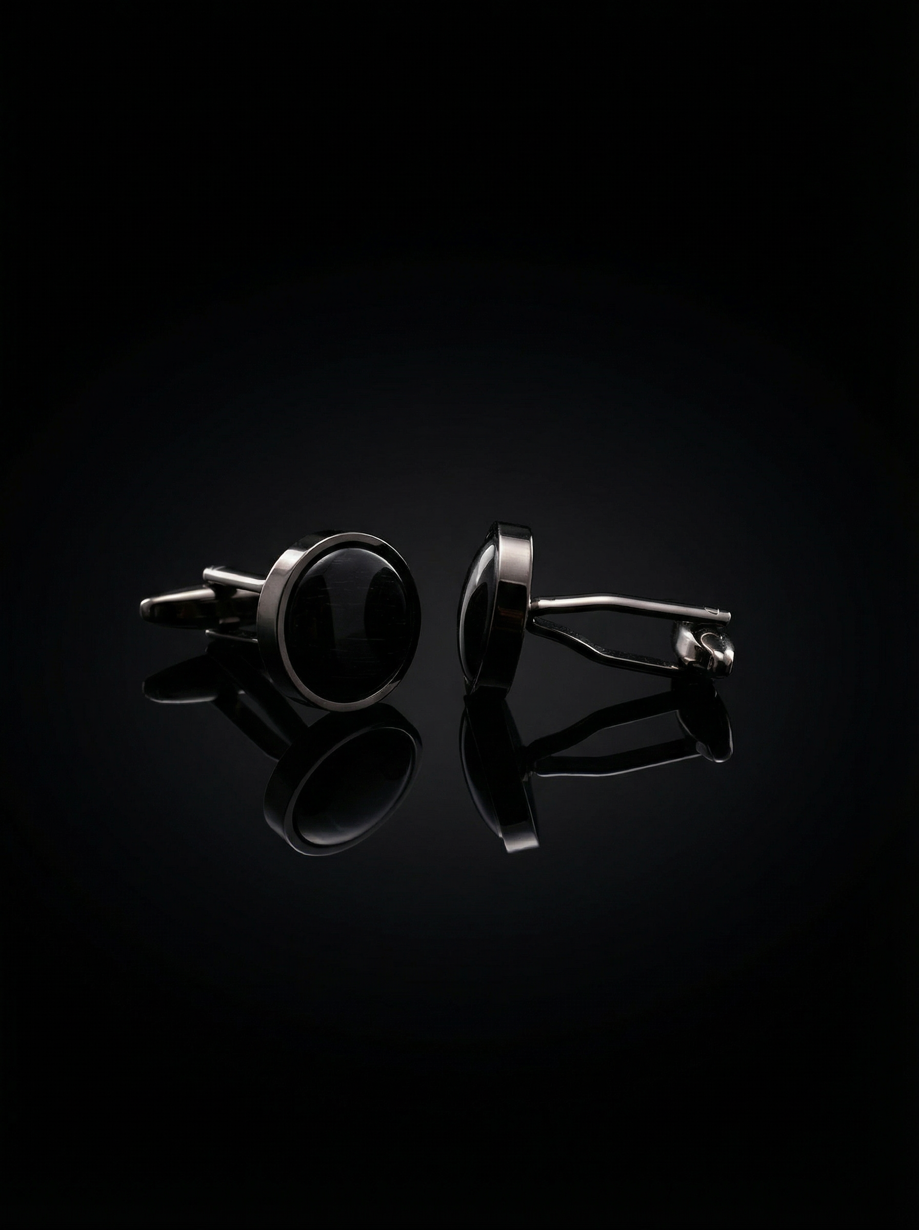 Black Textured Stone Cufflinks Tivaaro