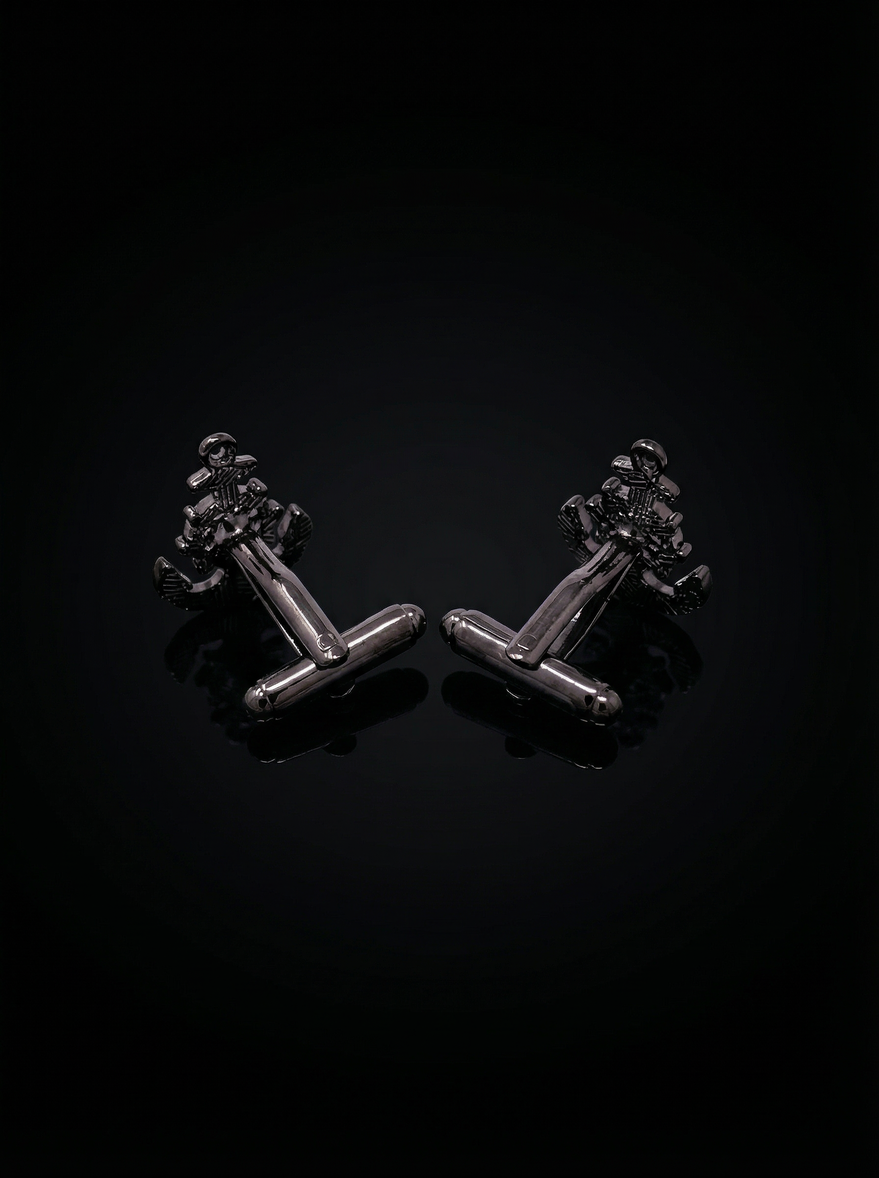Black Wheel Anchor Cufflinks Tivaaro