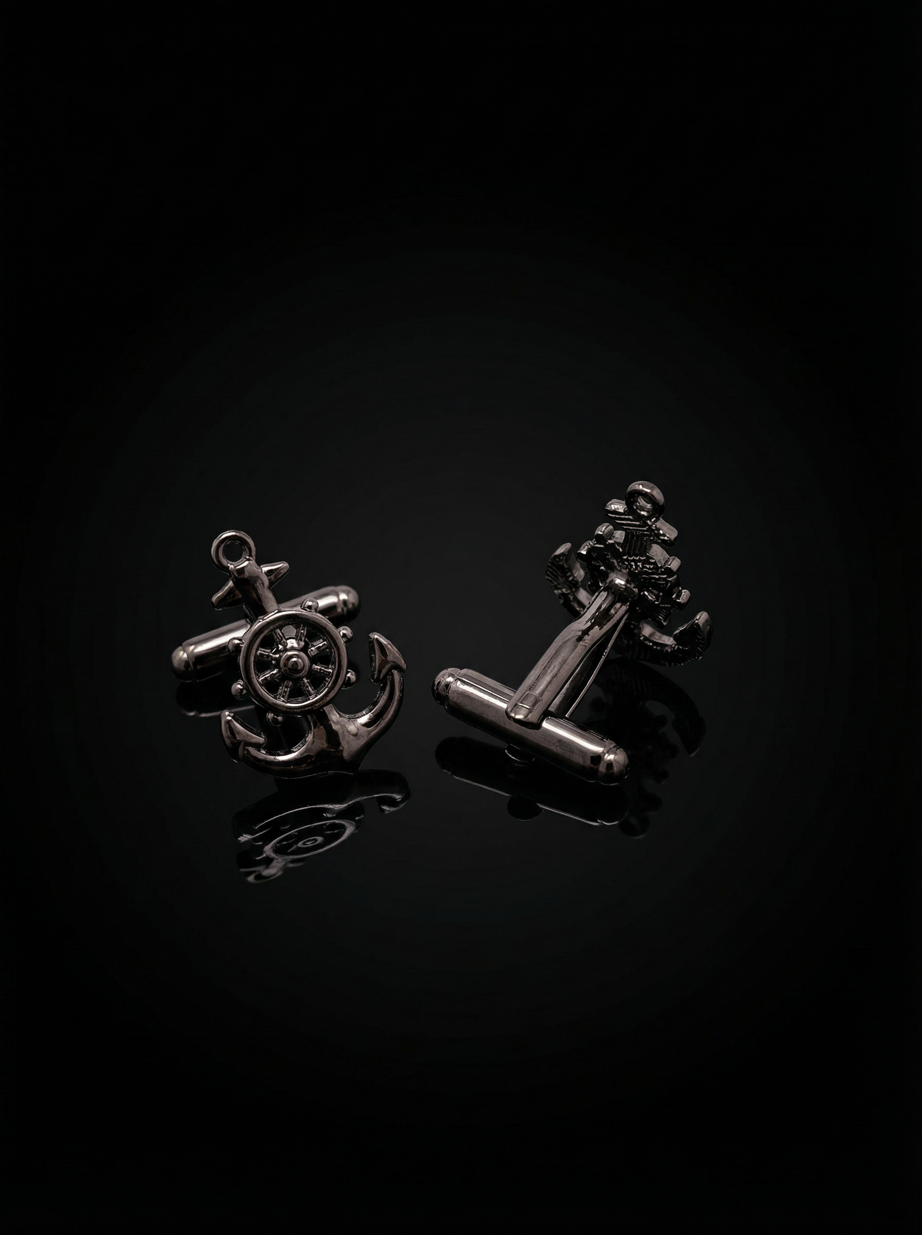 Black Wheel Anchor Cufflinks Tivaaro