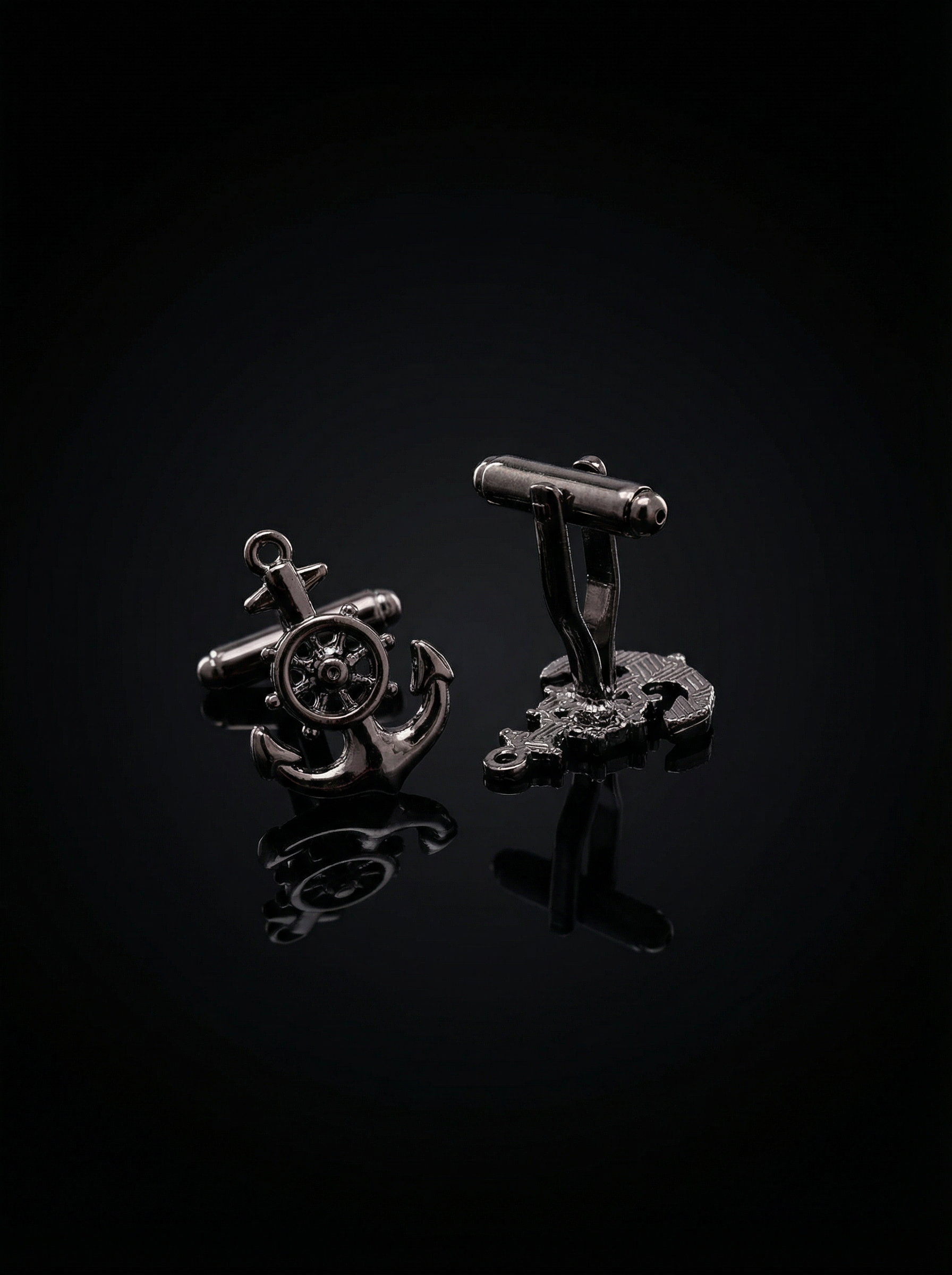 Black Wheel Anchor Cufflinks Tivaaro