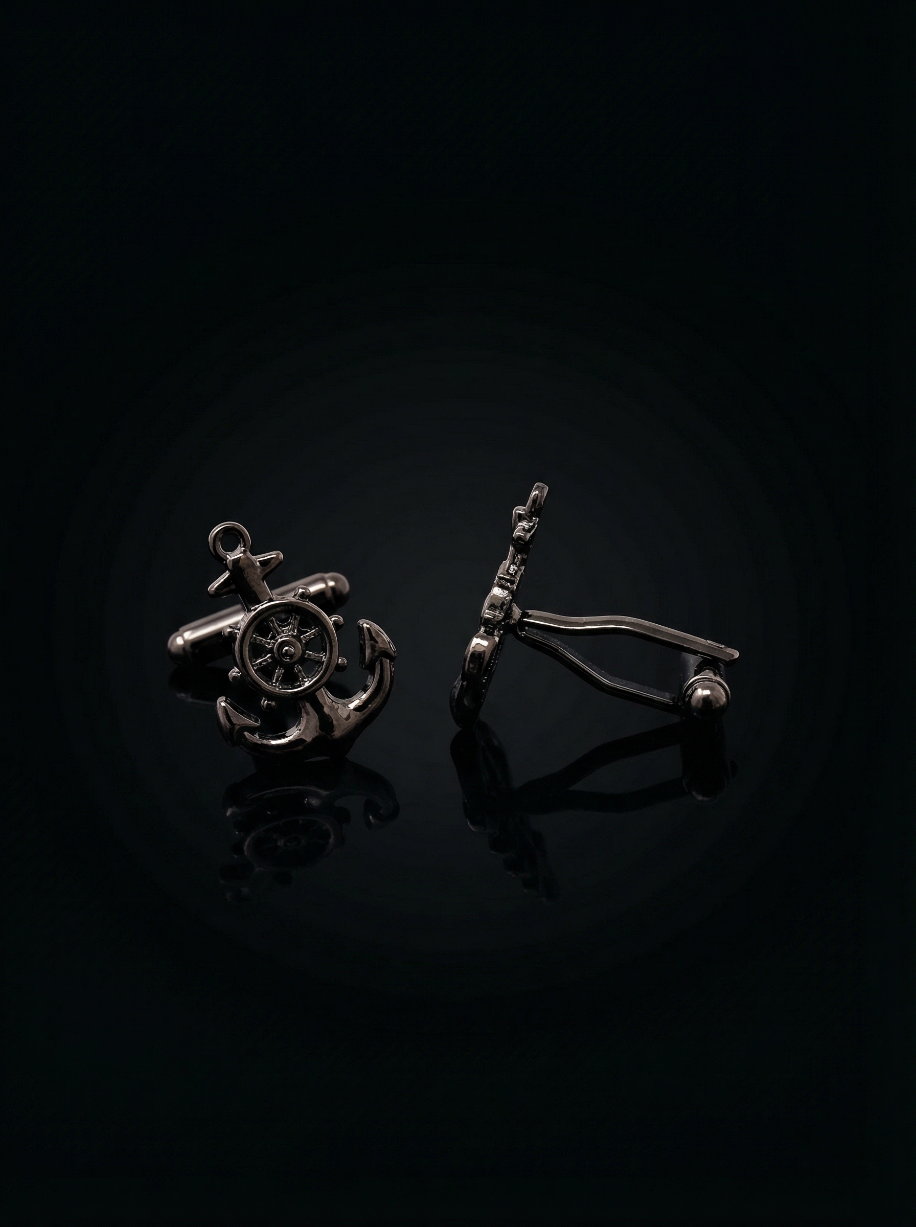 Black Wheel Anchor Cufflinks Tivaaro