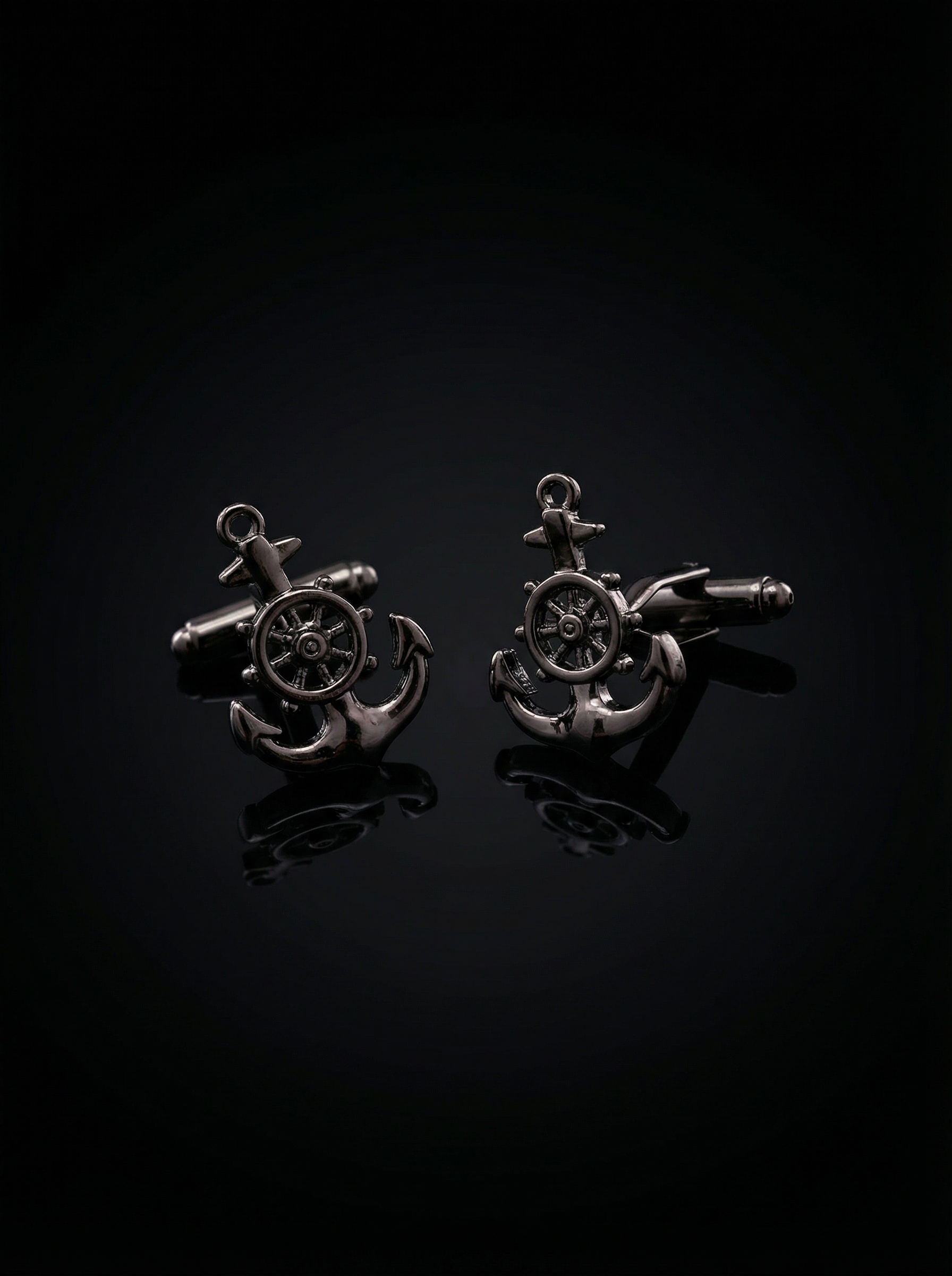 Black Wheel Anchor Cufflinks Tivaaro