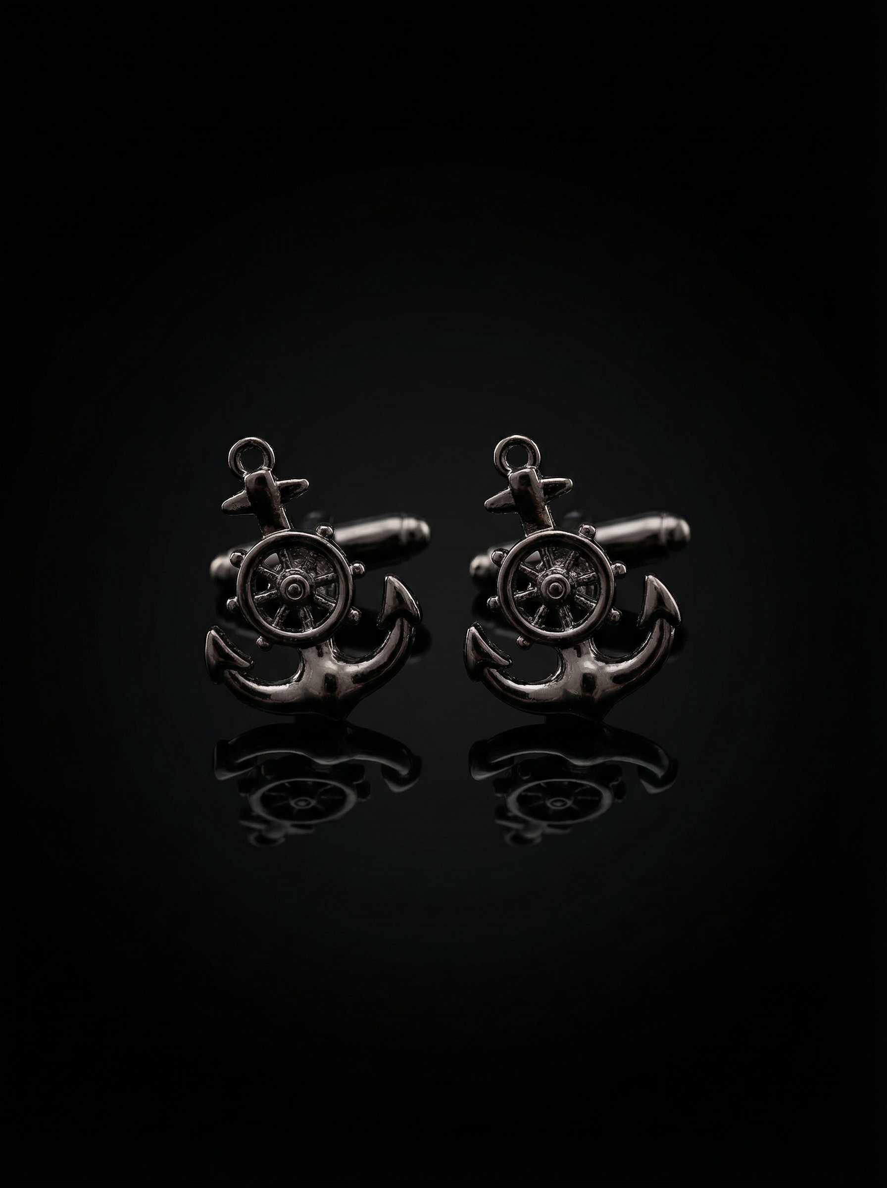 Black Wheel Anchor Cufflinks Tivaaro