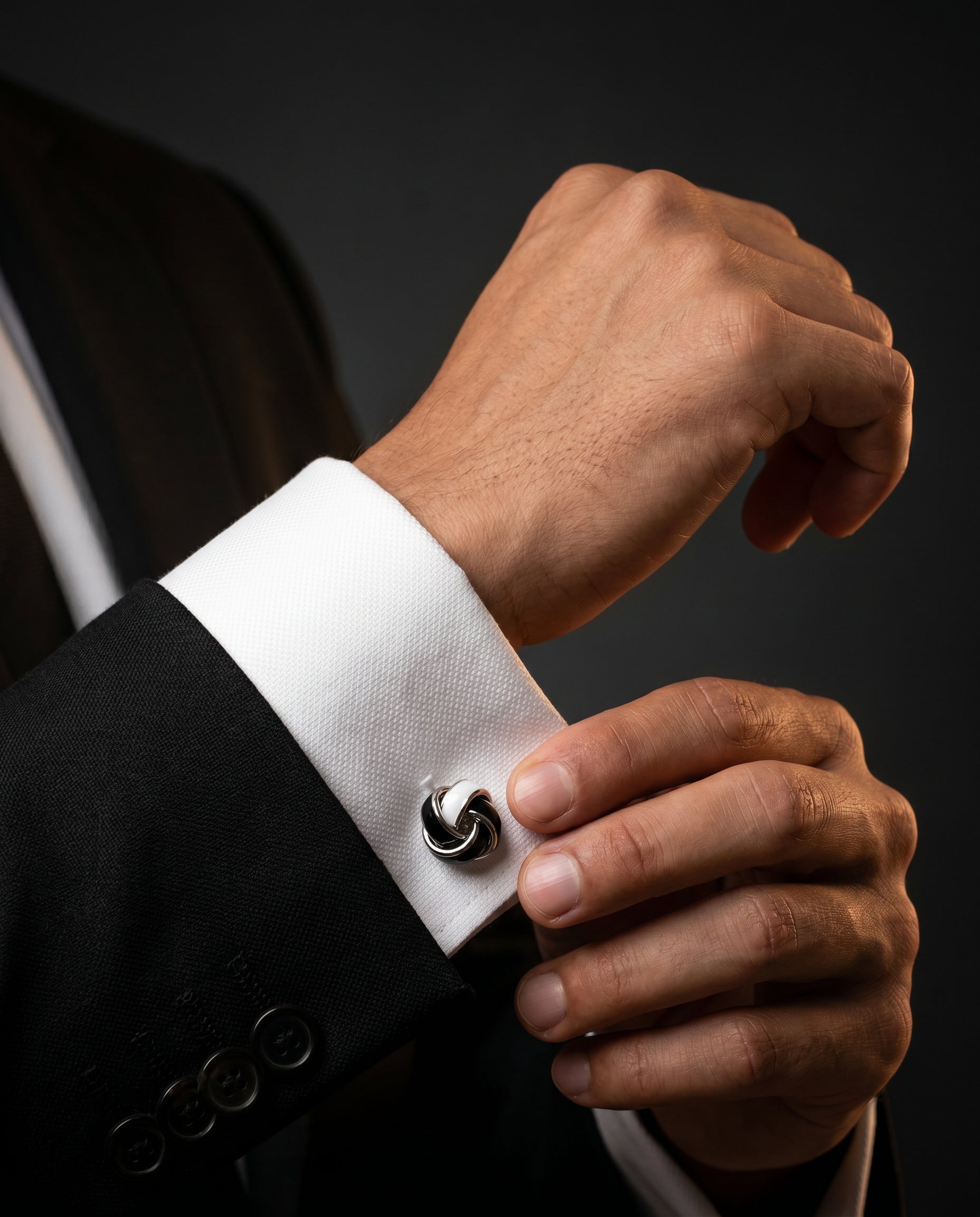 Black White Knot Cufflinks by Tivaaro