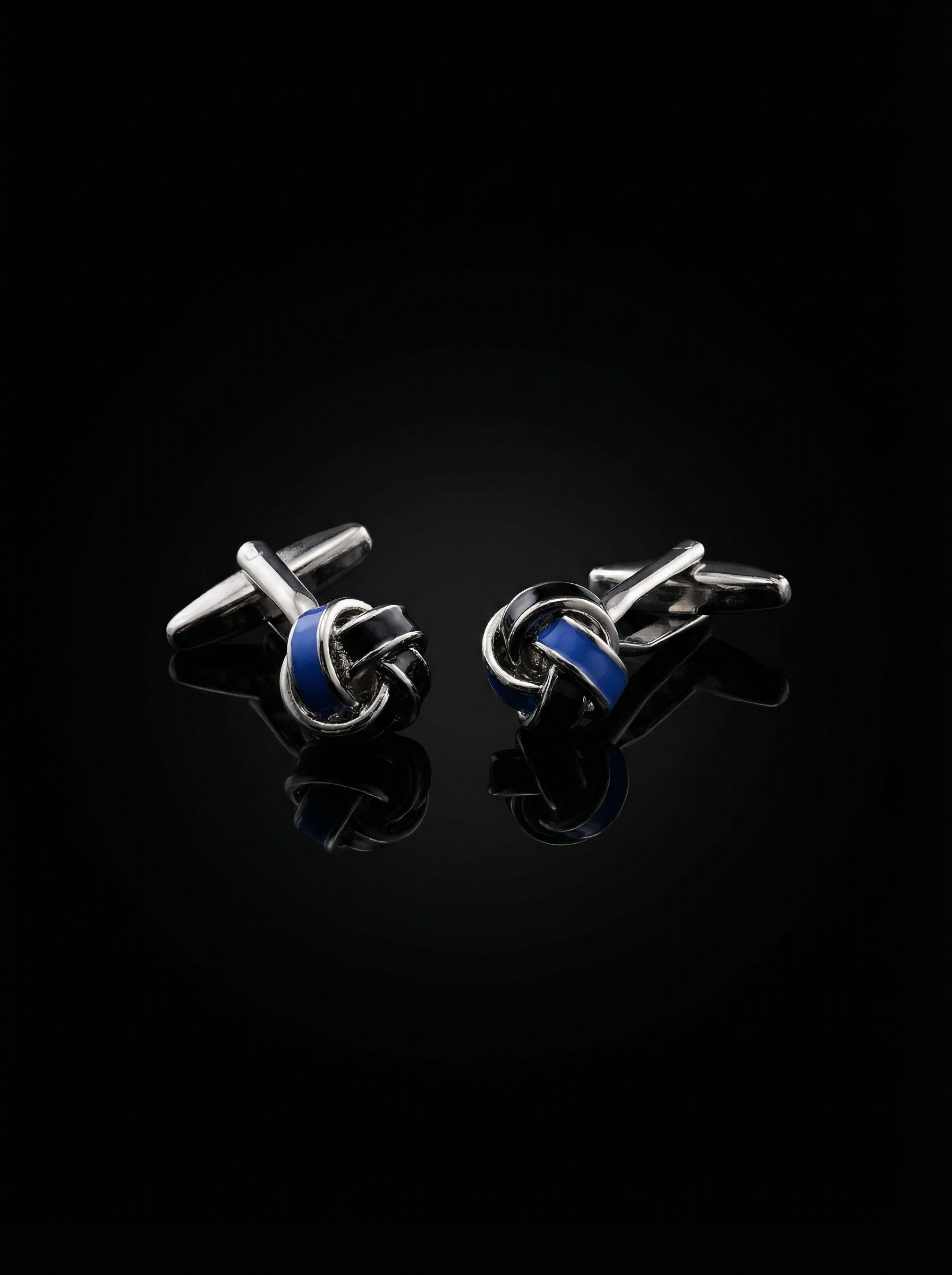 Blue and Black Knot Cufflinks Tivaaro