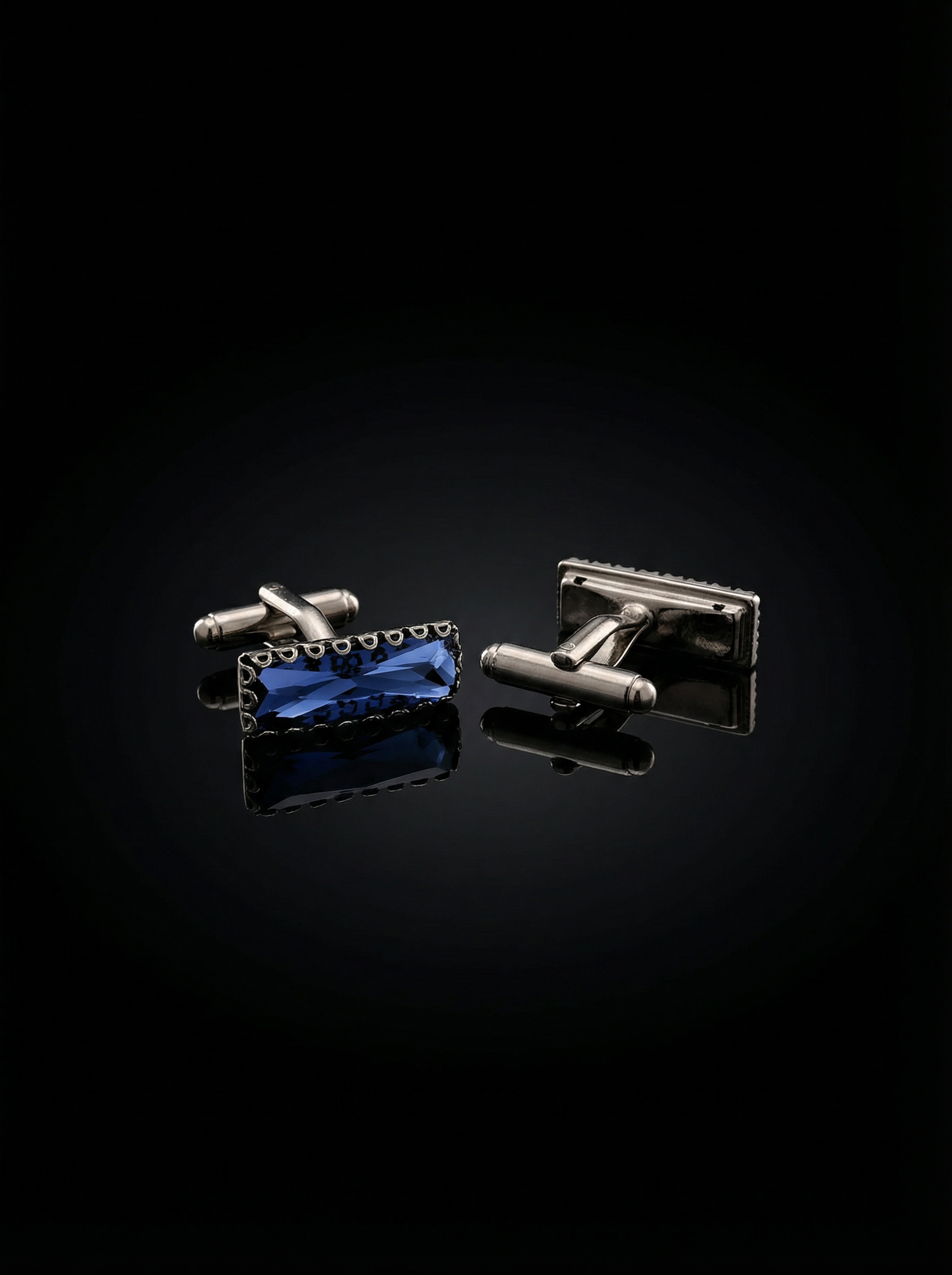 Blue Crystal Circular Border Cufflinks Tivaaro