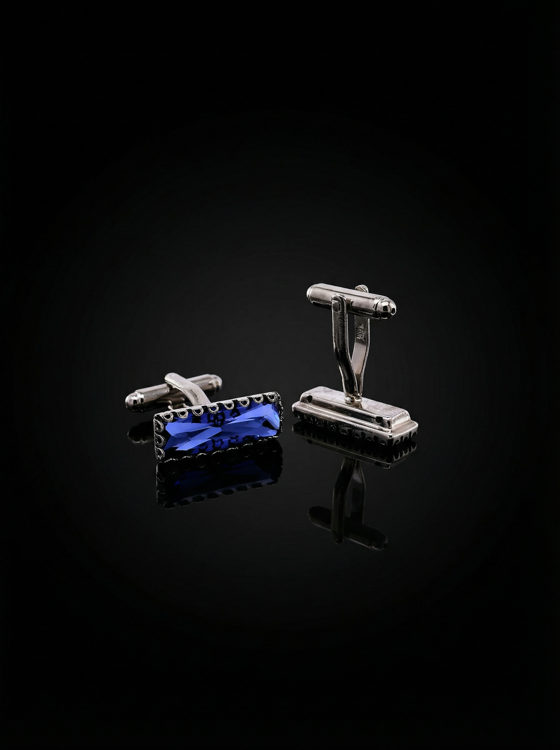 Blue Crystal Circular Border Cufflinks Tivaaro