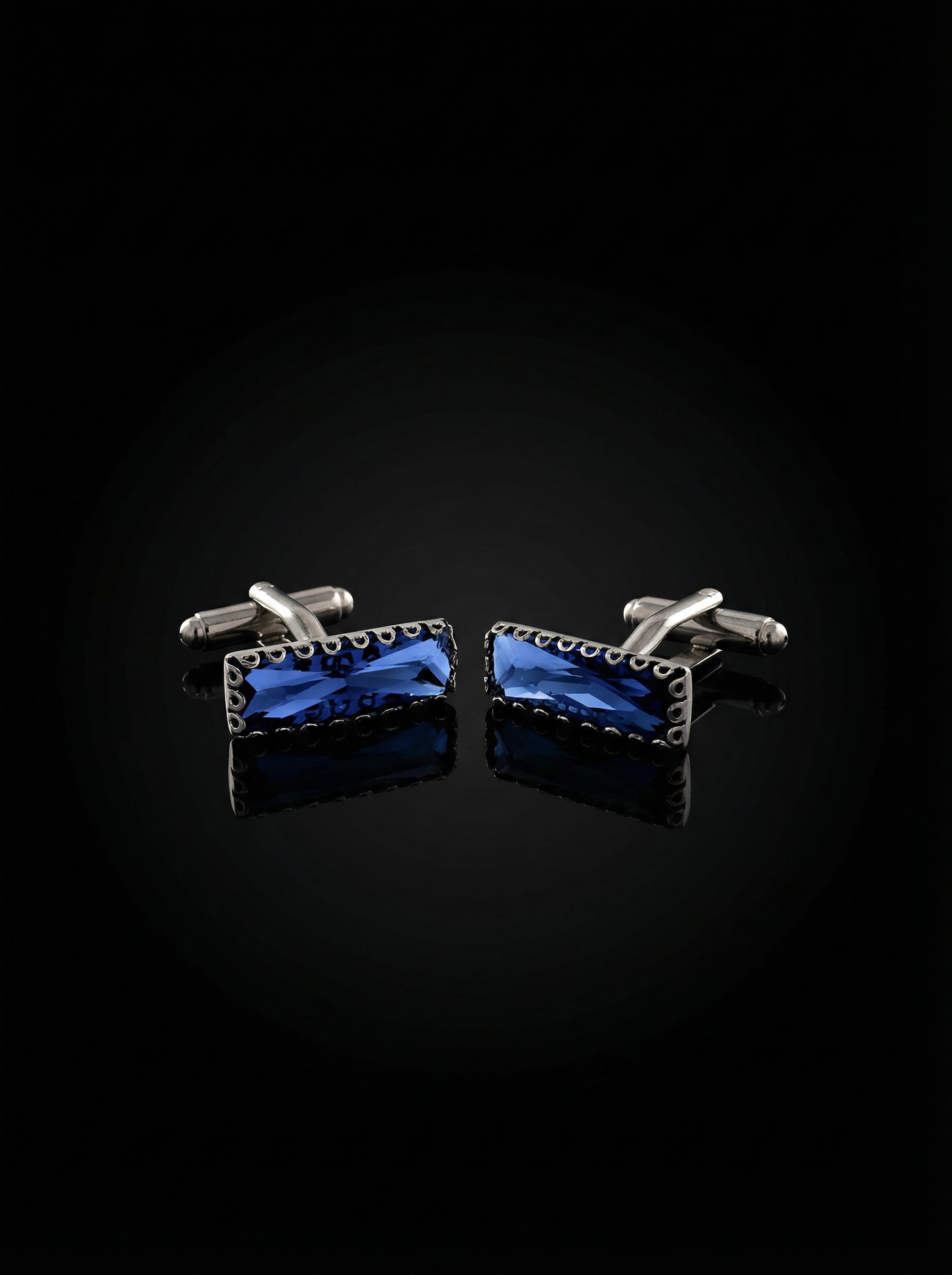 Blue Crystal Circular Border Cufflinks Tivaaro