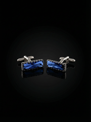 Blue Crystal Circular Border Cufflinks Tivaaro