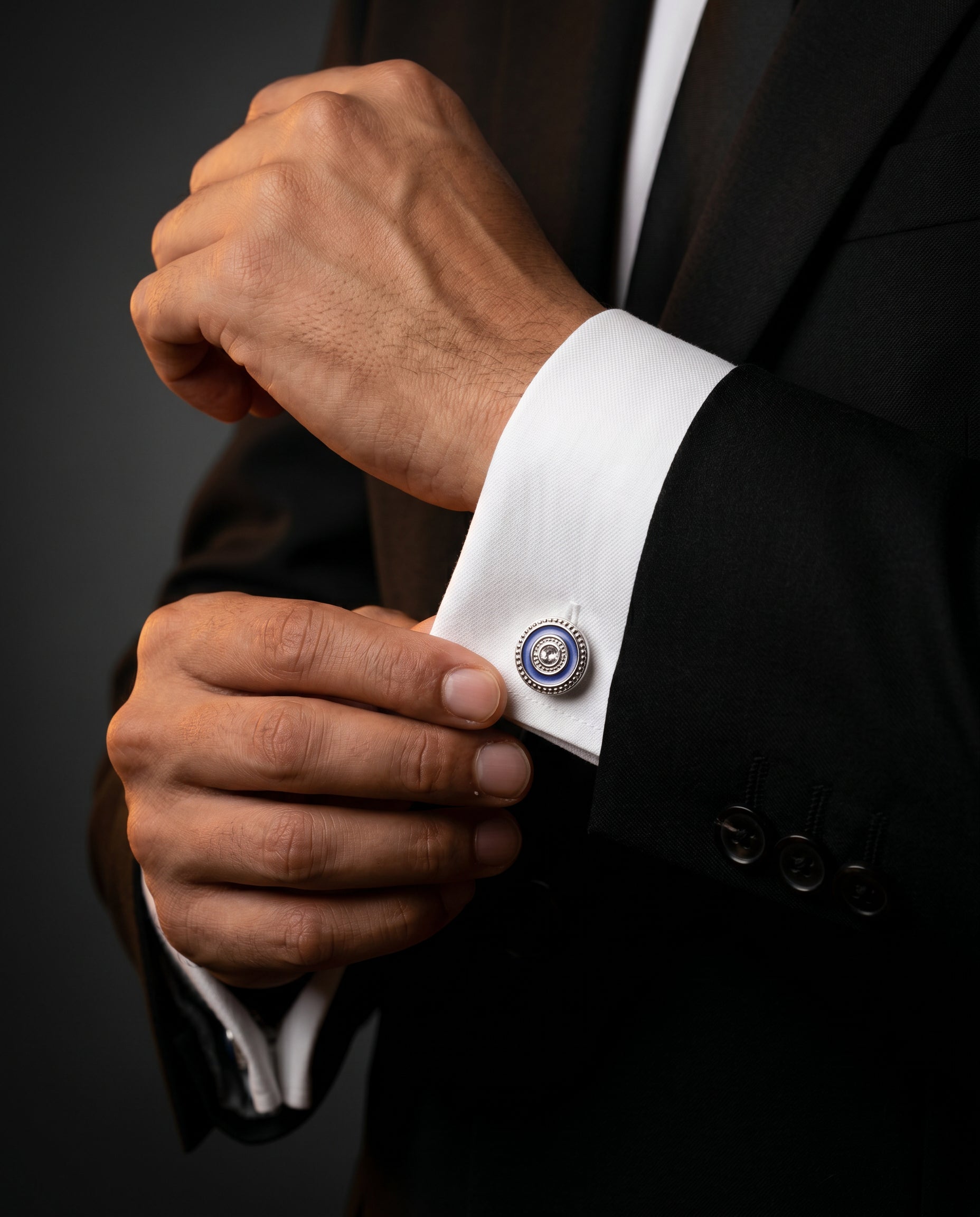 Blue Ring Crystal Cufflinks