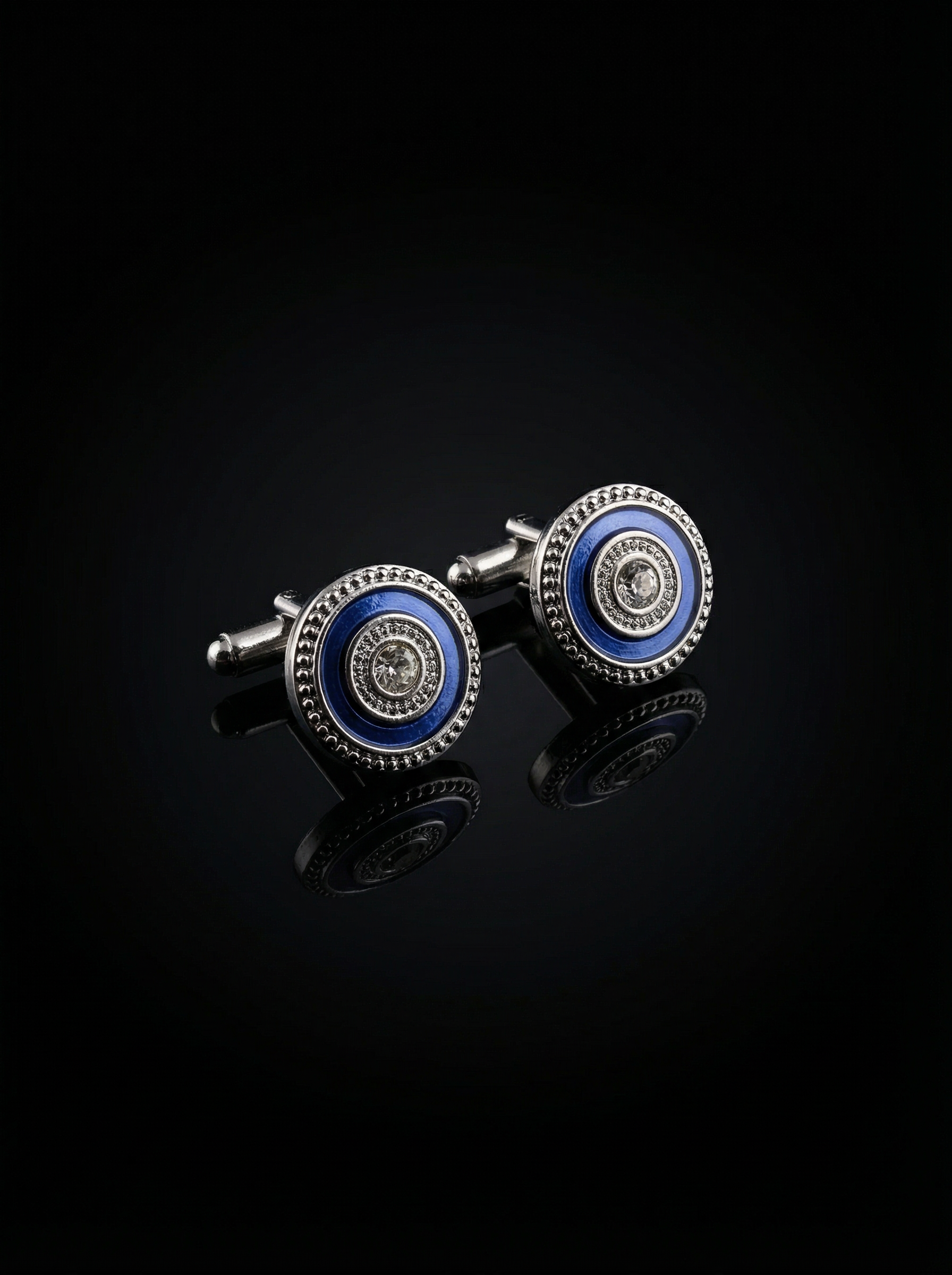 Blue Ring Crystal Cufflinks Tivaaro