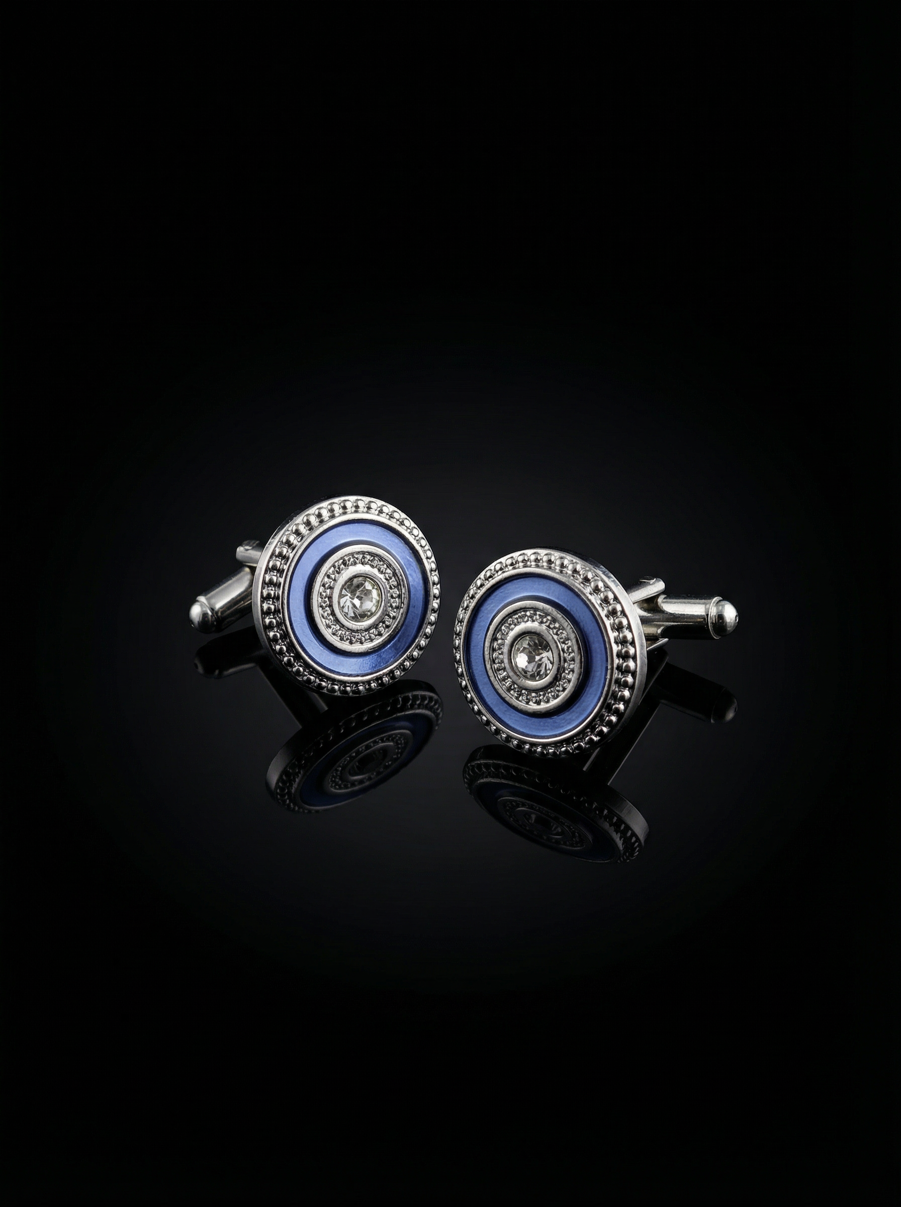 Blue Ring Crystal Cufflinks Tivaaro