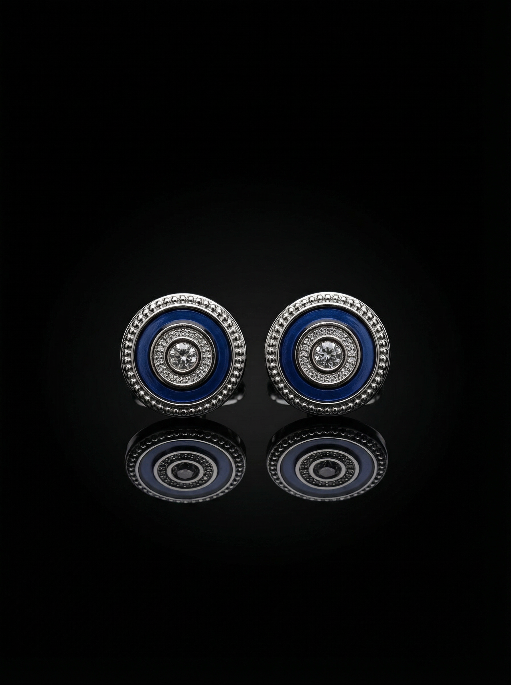Blue Ring Crystal Cufflinks Tivaaro