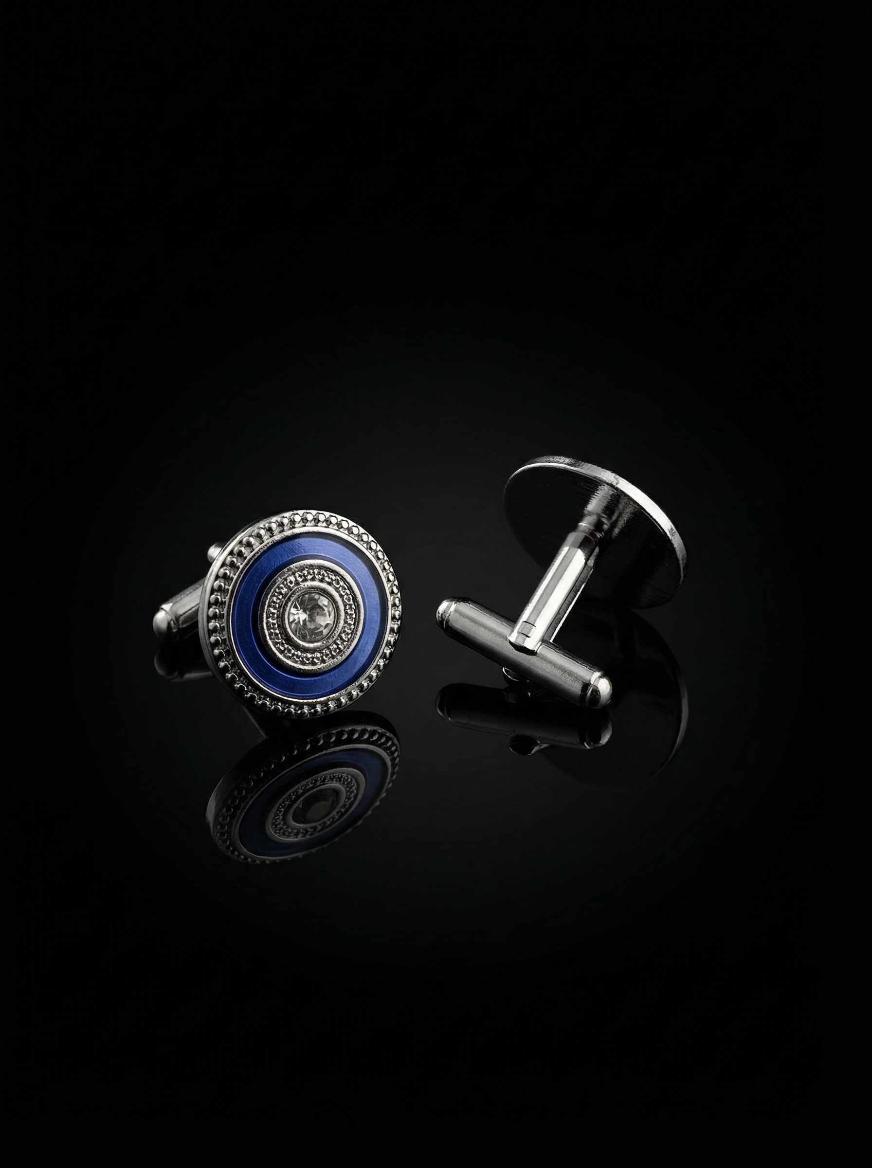 Blue Ring Crystal Cufflinks Tivaaro