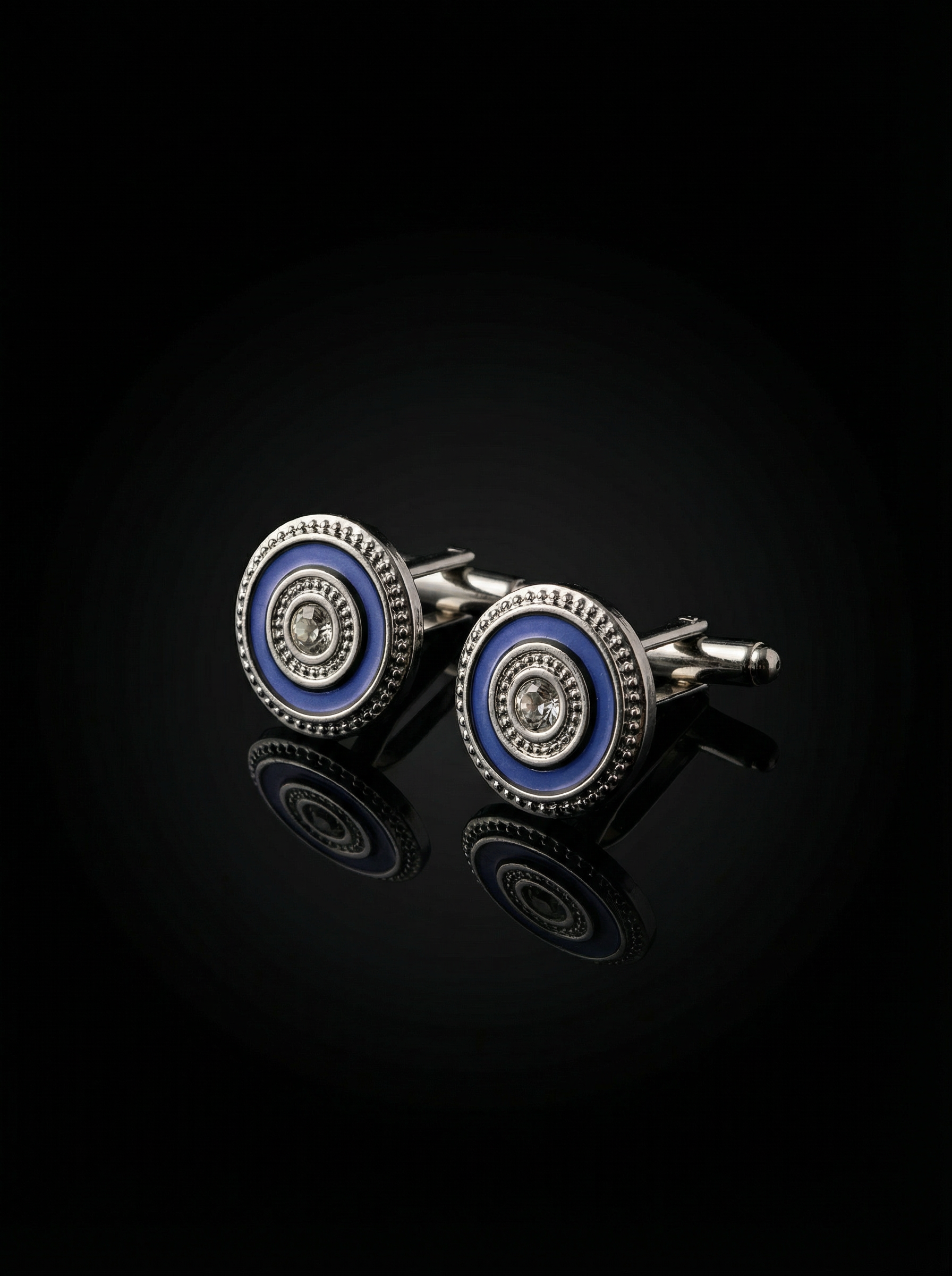 Blue Ring Crystal Cufflinks Tivaaro