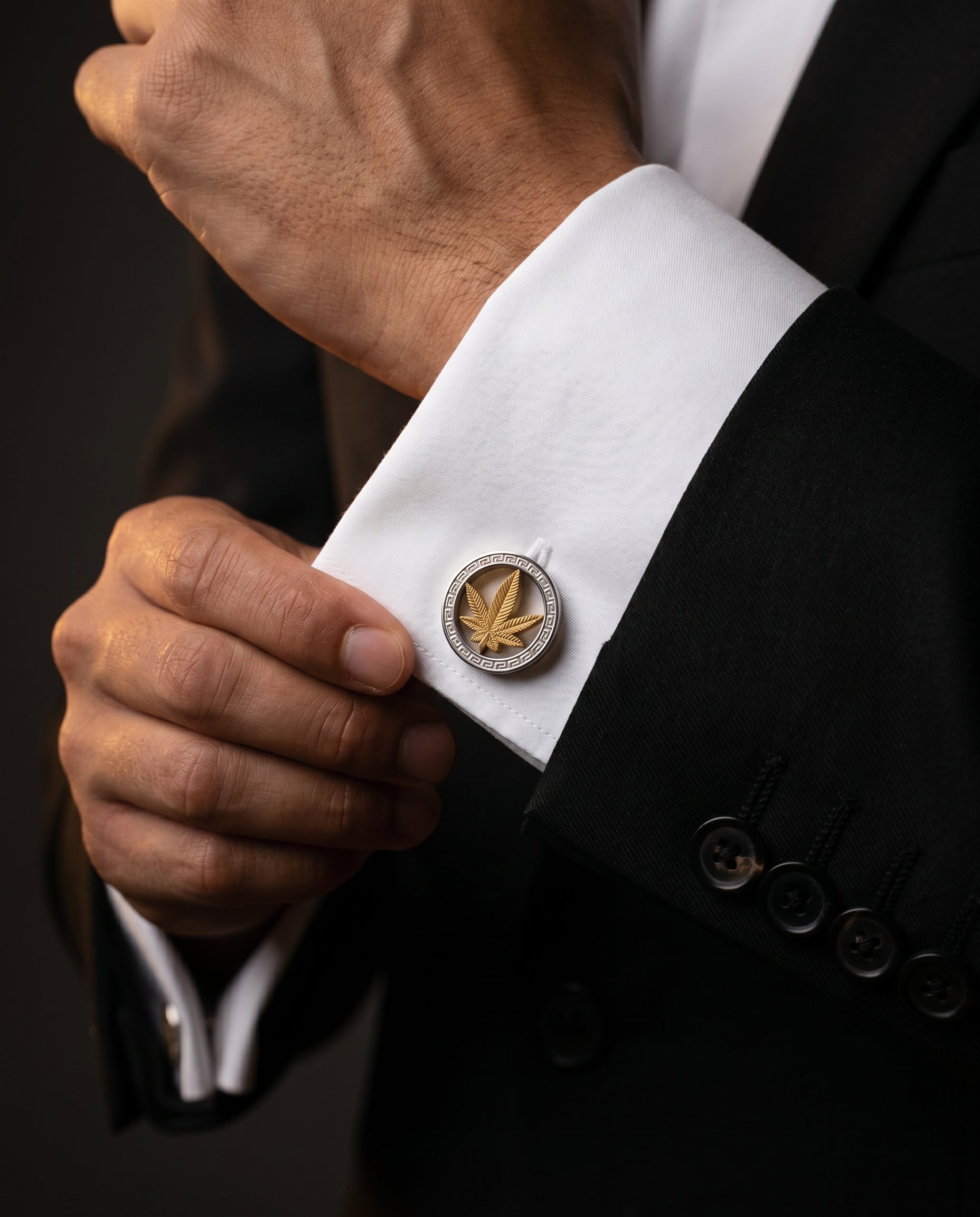 Gold-Tone Botanical Leaf Cufflinks by Tivaaro