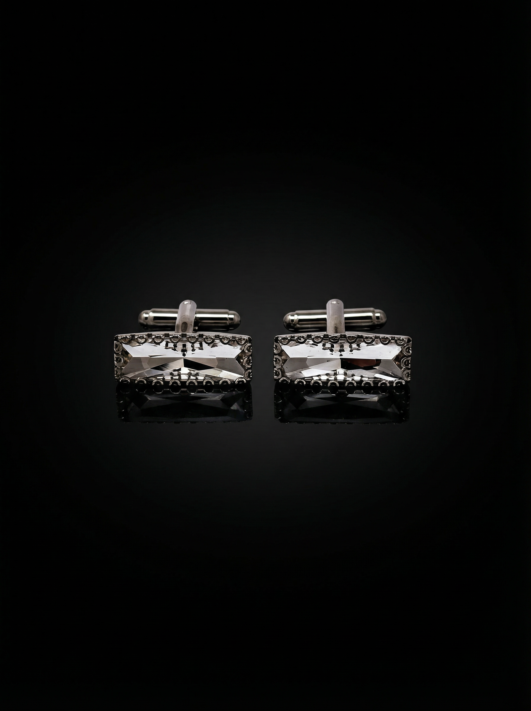 Clear Crystal Circular Border Cufflinks Tivaaro