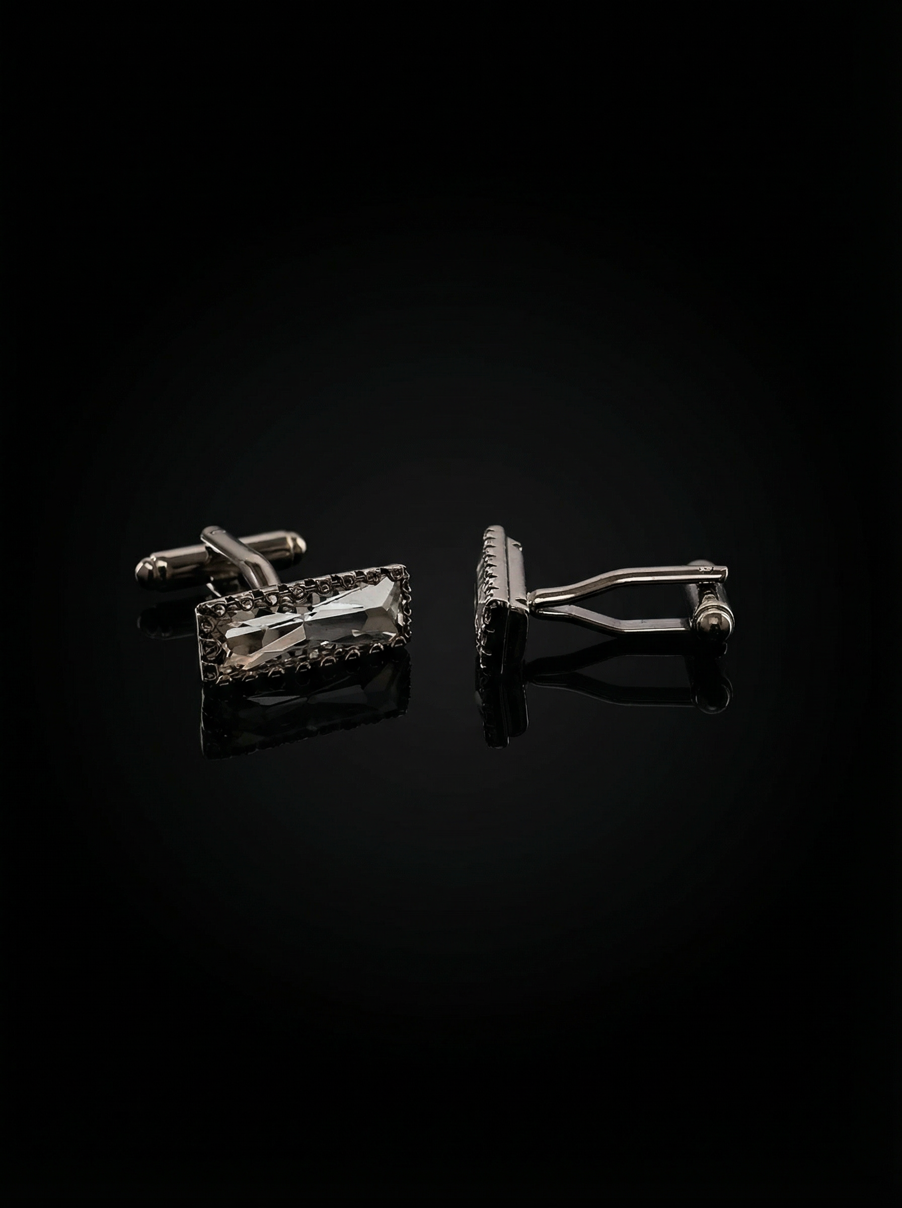 Clear Crystal Circular Border Cufflinks Tivaaro