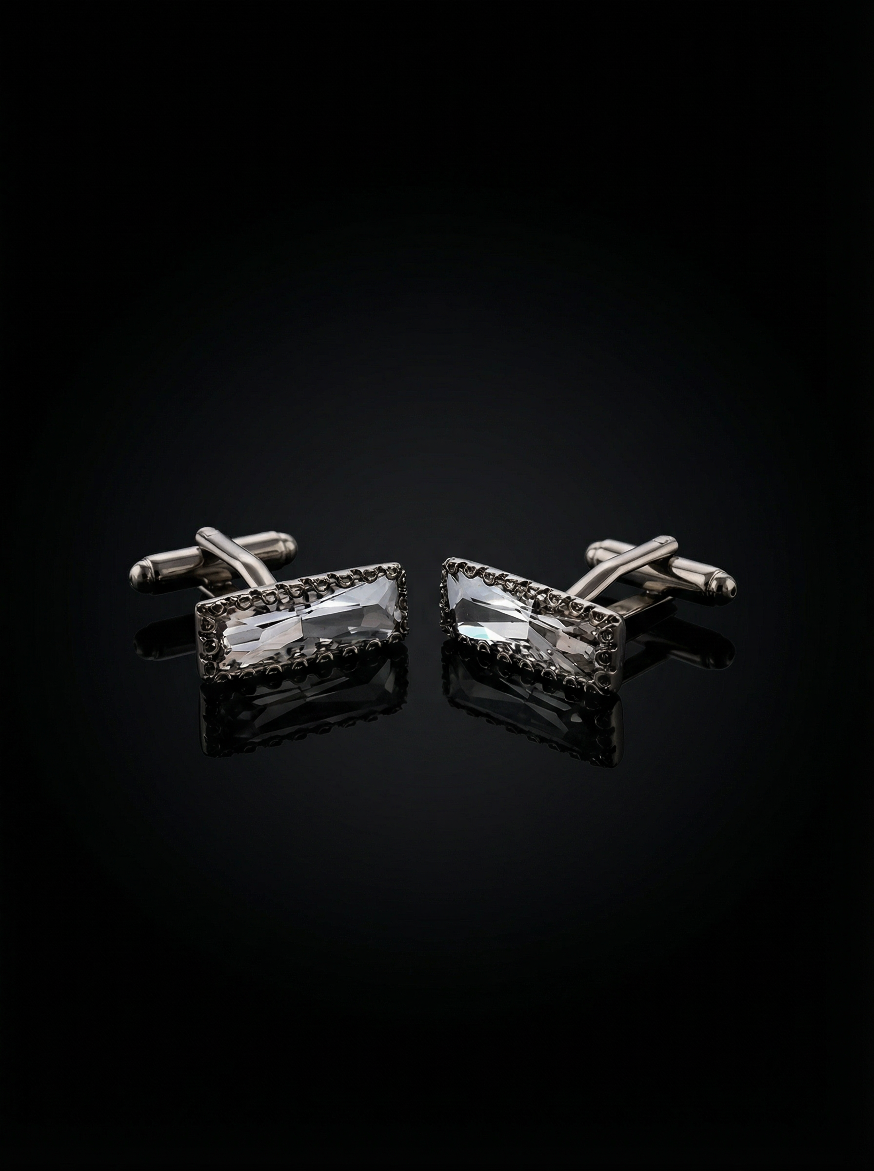 Clear Crystal Circular Border Cufflinks Tivaaro