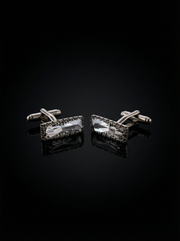 Clear Crystal Circular Border Cufflinks Tivaaro