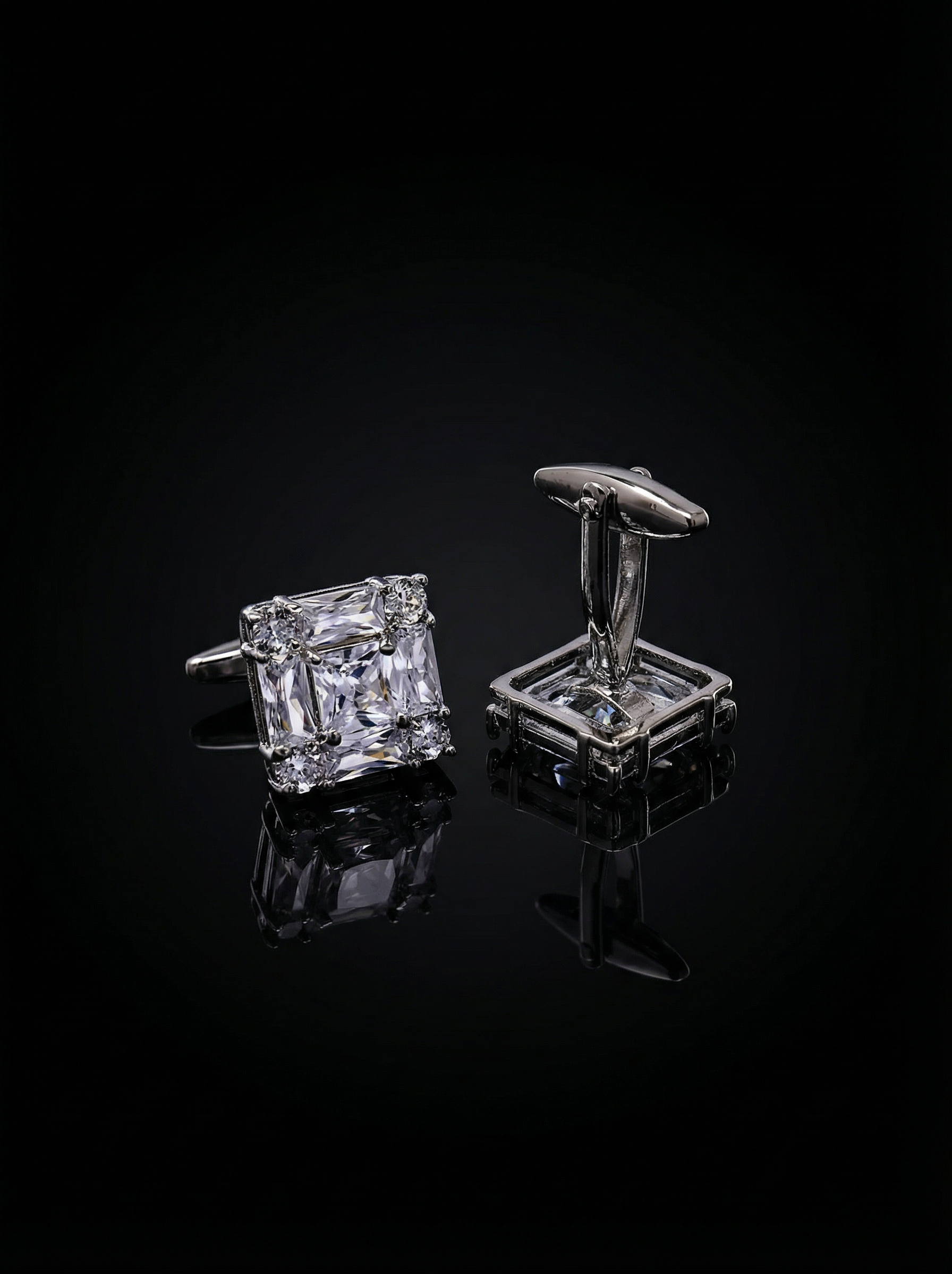 Clear Crystal Cluster Cufflinks Tivaaro