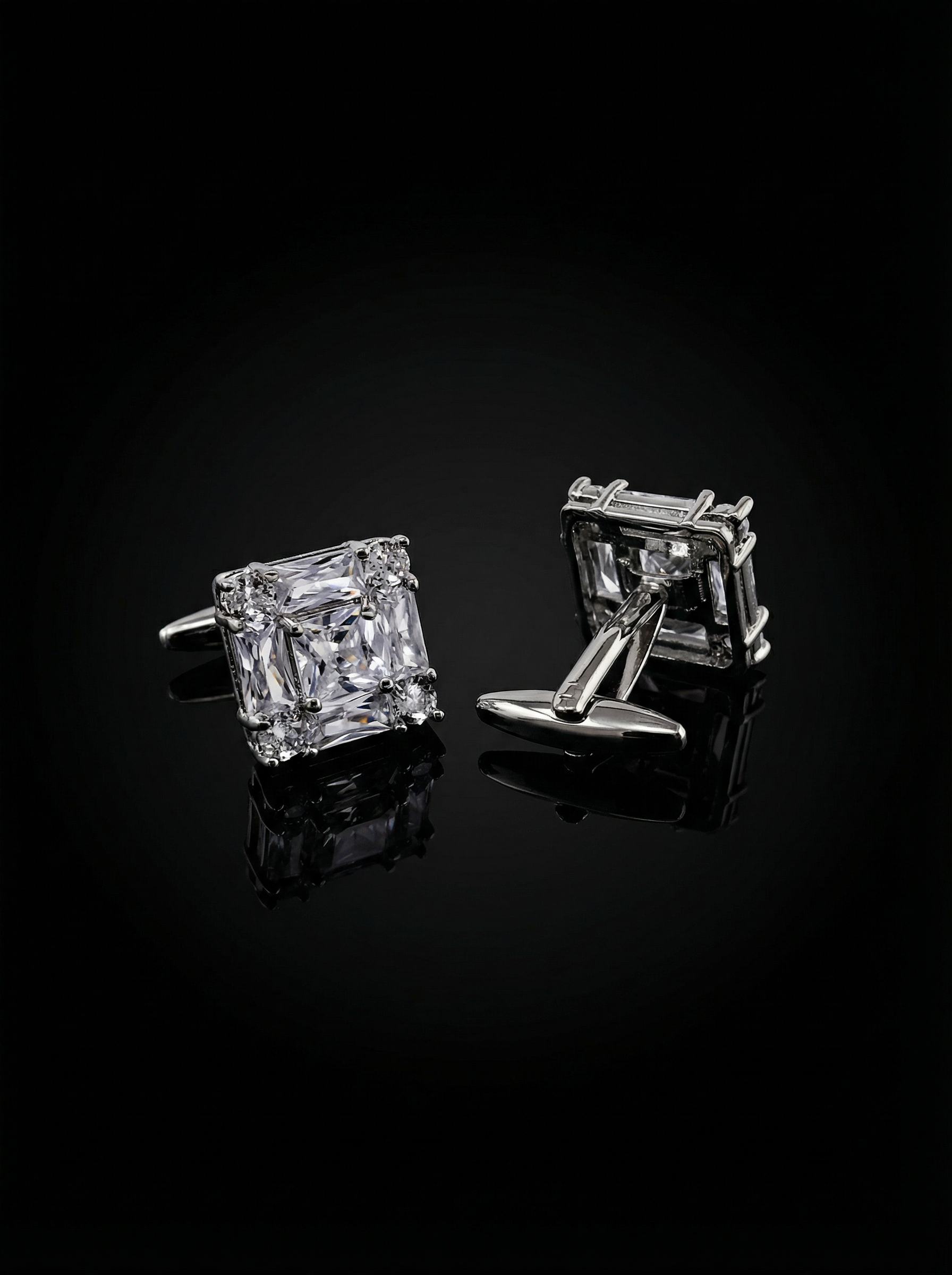 Clear Crystal Cluster Cufflinks Tivaaro