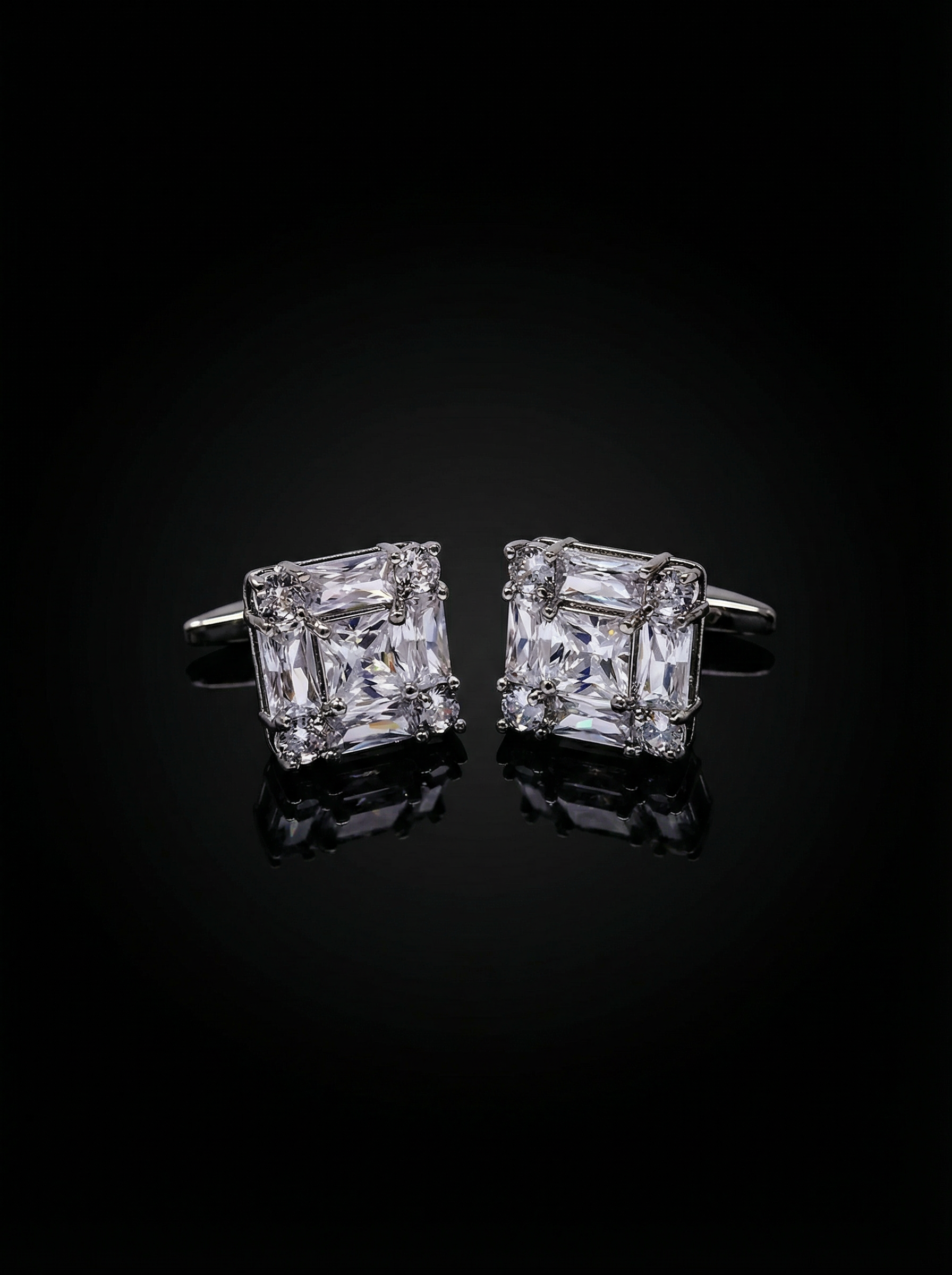 Clear Crystal Cluster Cufflinks Tivaaro