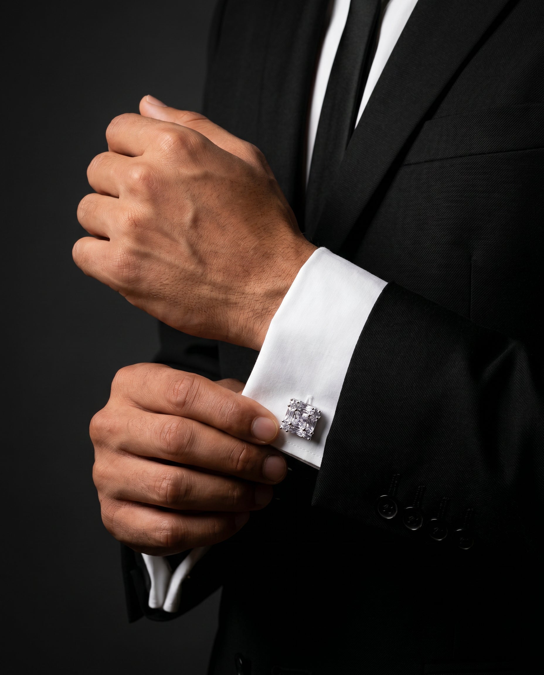 Clear Crystal Cluster Cufflinks by Tivaaro