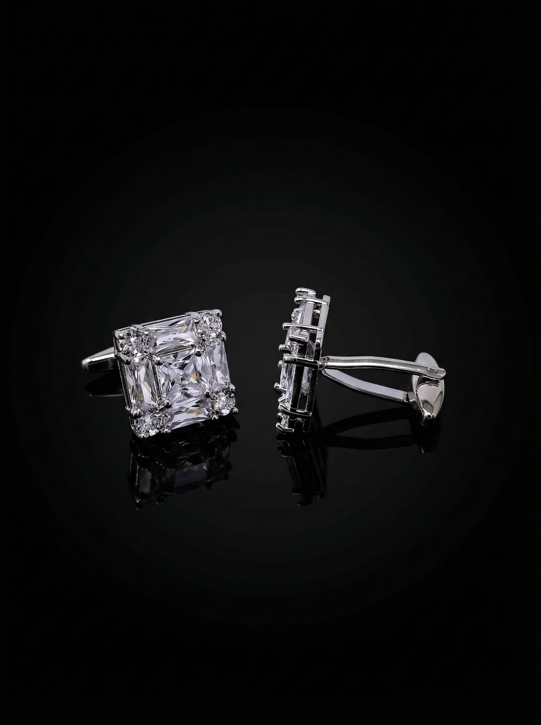 Clear Crystal Cluster Cufflinks Tivaaro