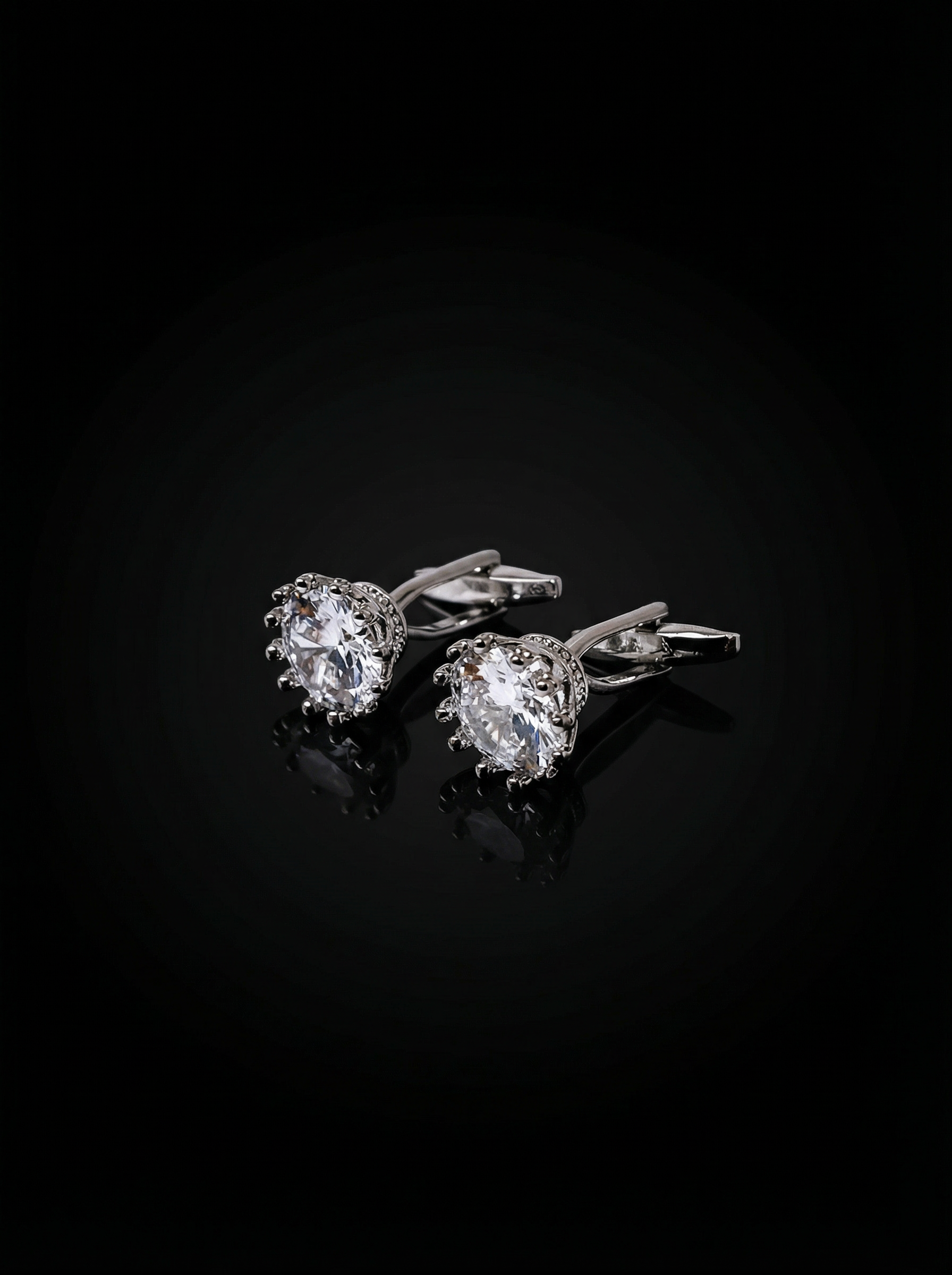 Clear Crystal Solitaire Cufflinks Tivaaro