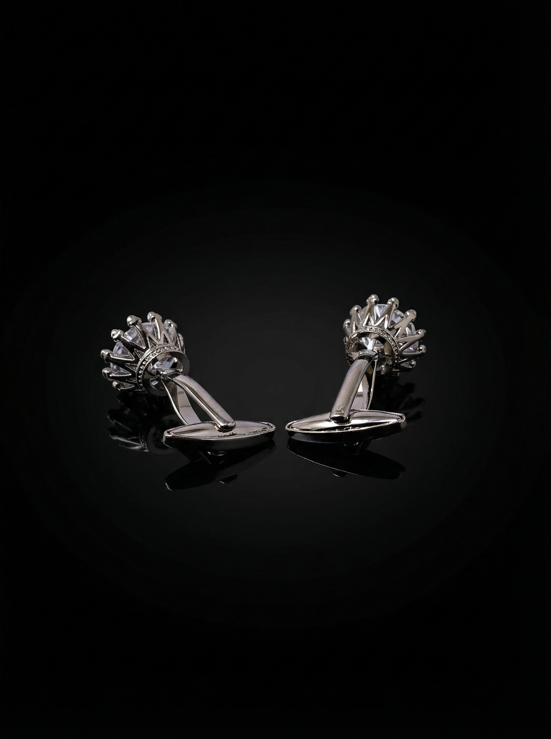 Clear Crystal Solitaire Cufflinks Tivaaro