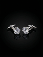 Clear Crystal Solitaire Cufflinks Tivaaro