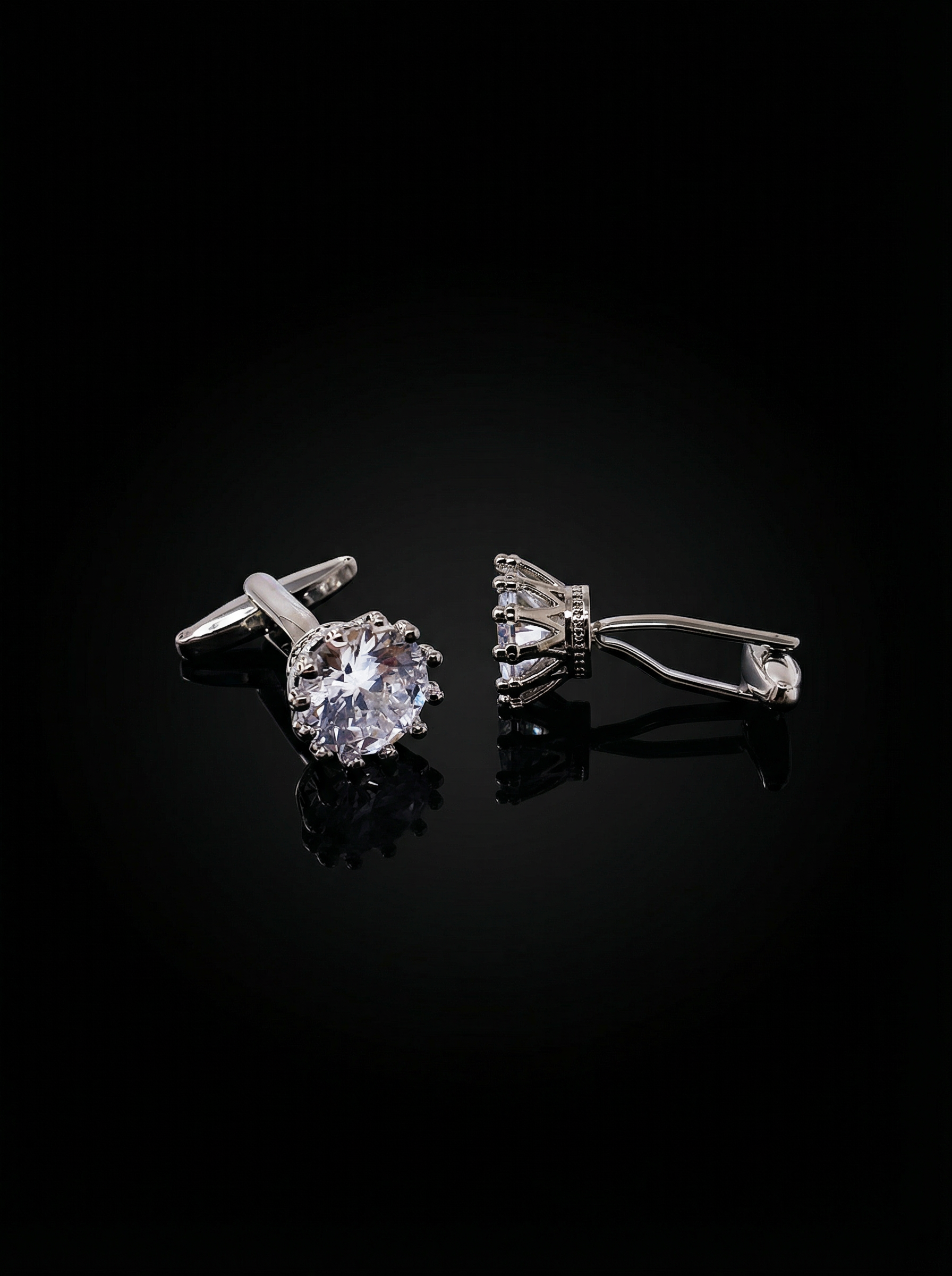 Clear Crystal Solitaire Cufflinks Tivaaro