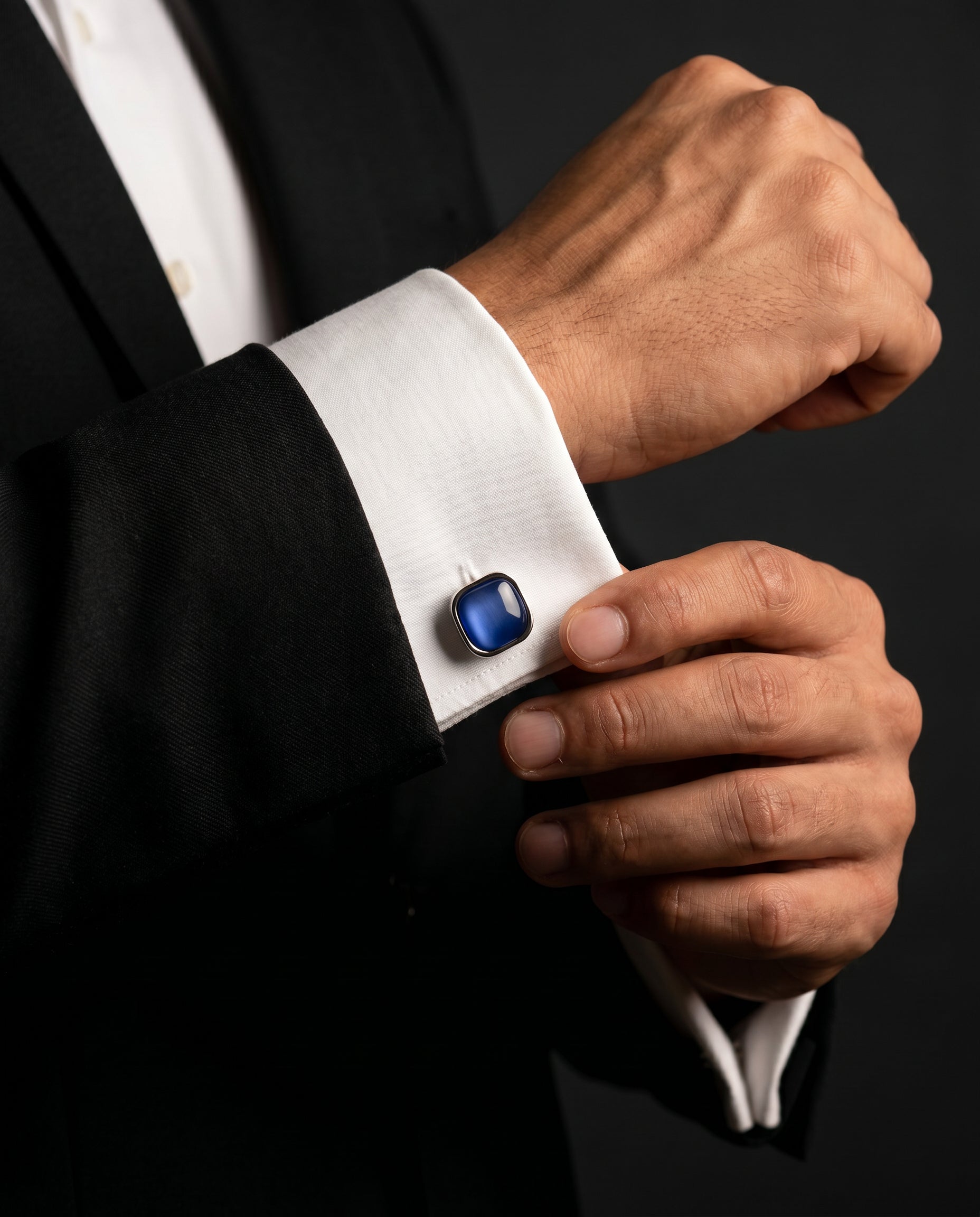 Cobalt Blue Gemstone-Style Cufflinks by Tivaaro