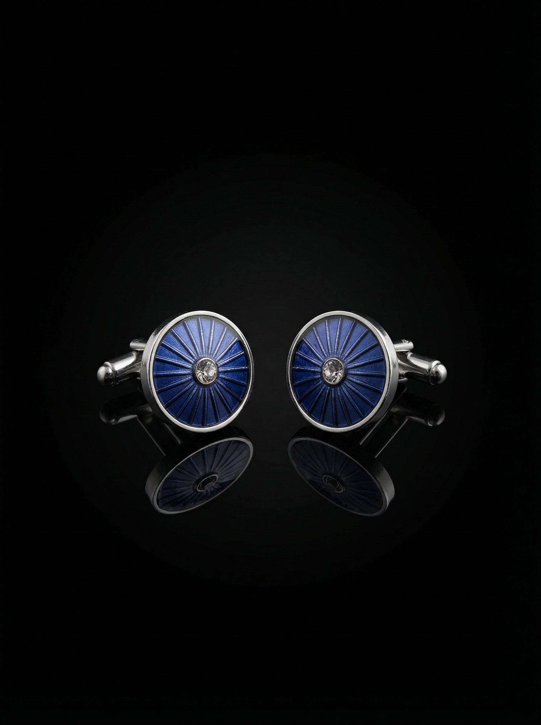 Cobalt Sunburst Crystal Cufflinks Tivaaro