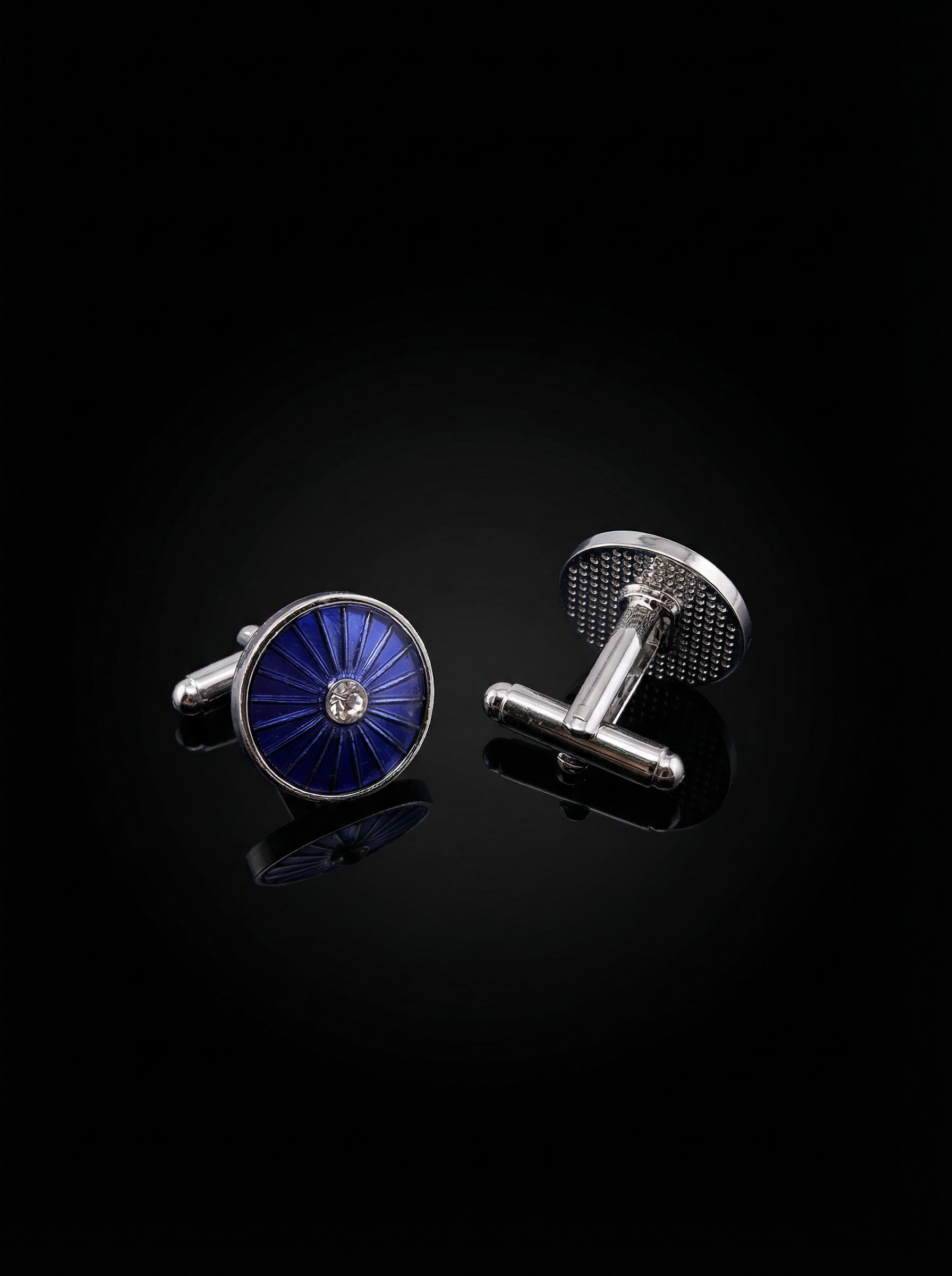 Cobalt Sunburst Crystal Cufflinks Tivaaro