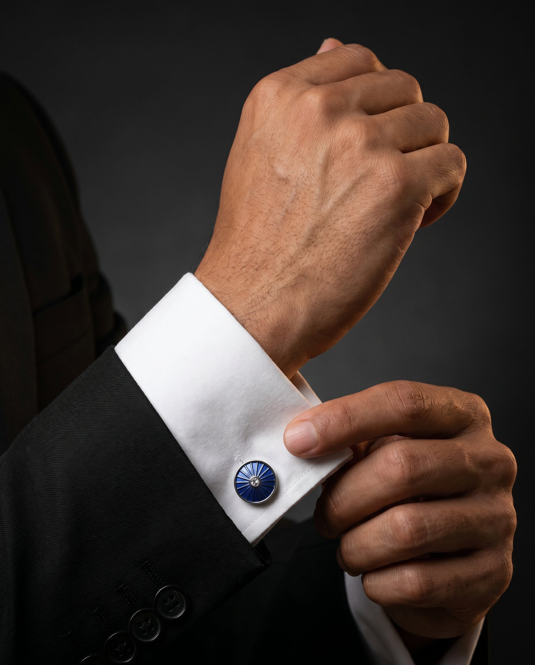 Cobalt Sunburst Gemstone-Style Cufflinks