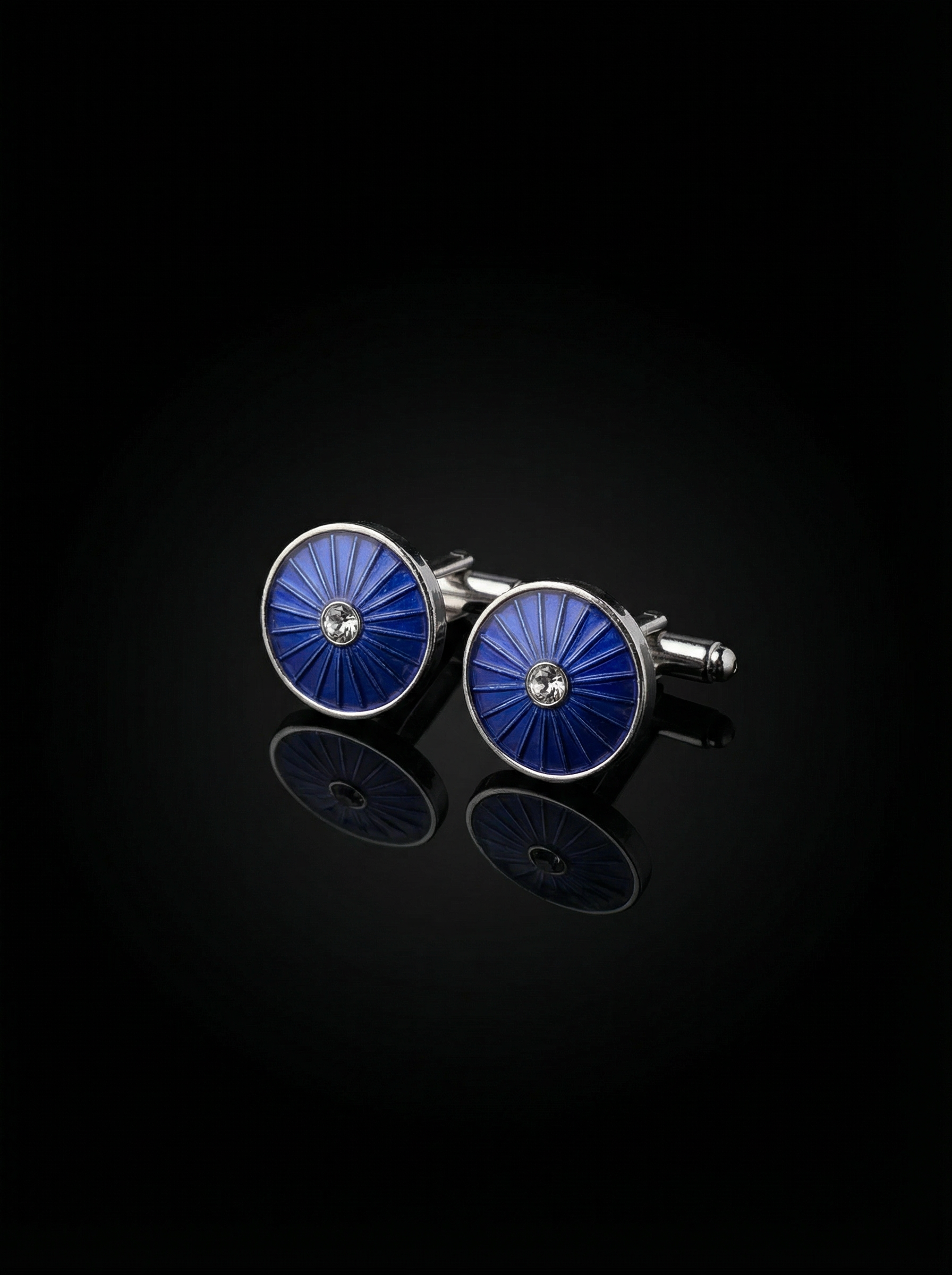 Cobalt Sunburst Crystal Cufflinks Tivaaro