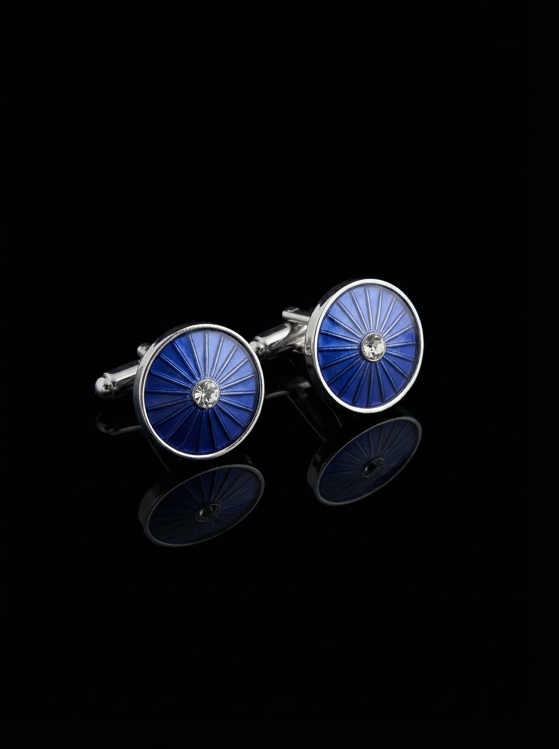Cobalt Sunburst Crystal Cufflinks Tivaaro