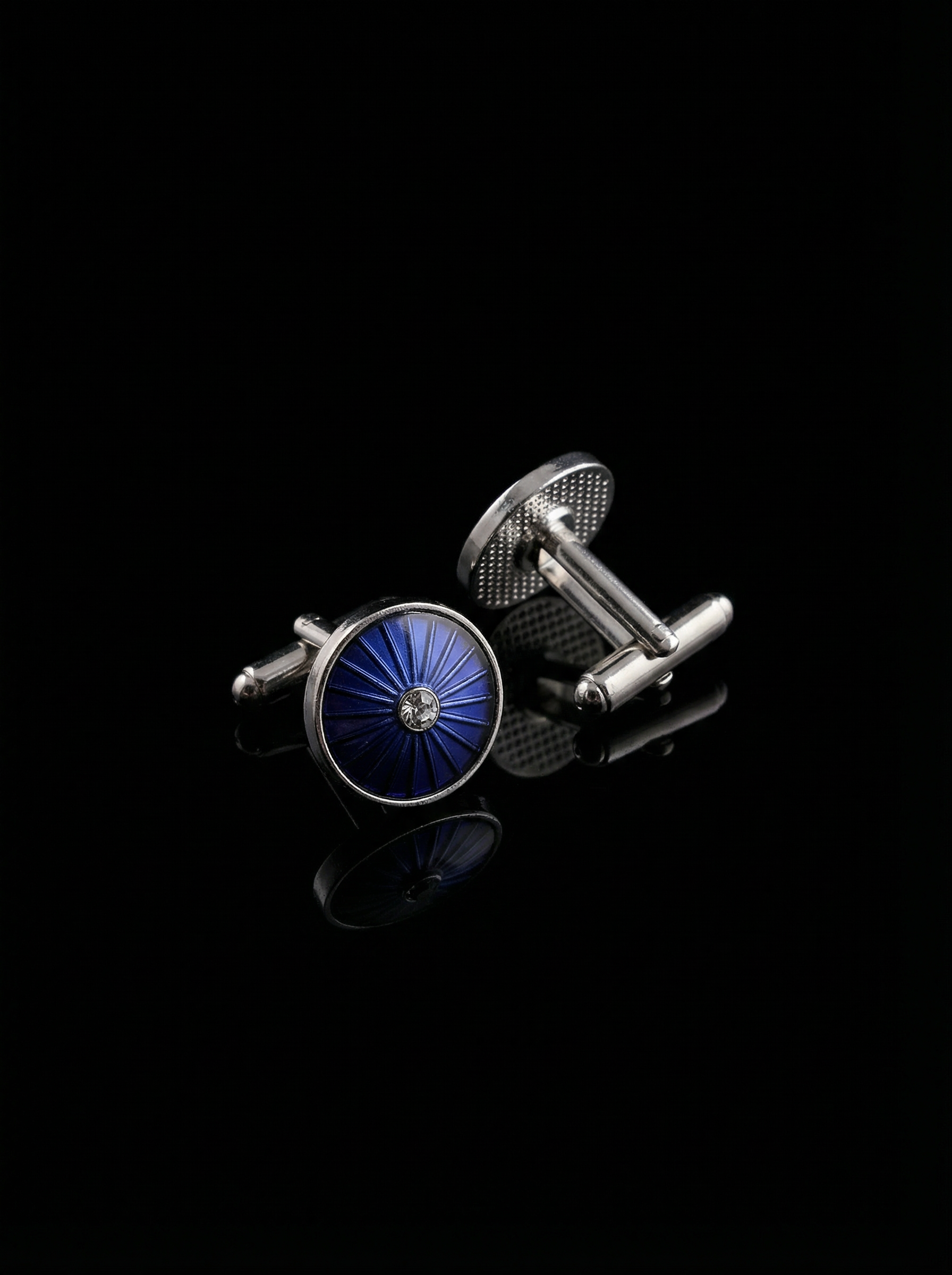 Cobalt Sunburst Crystal Cufflinks Tivaaro