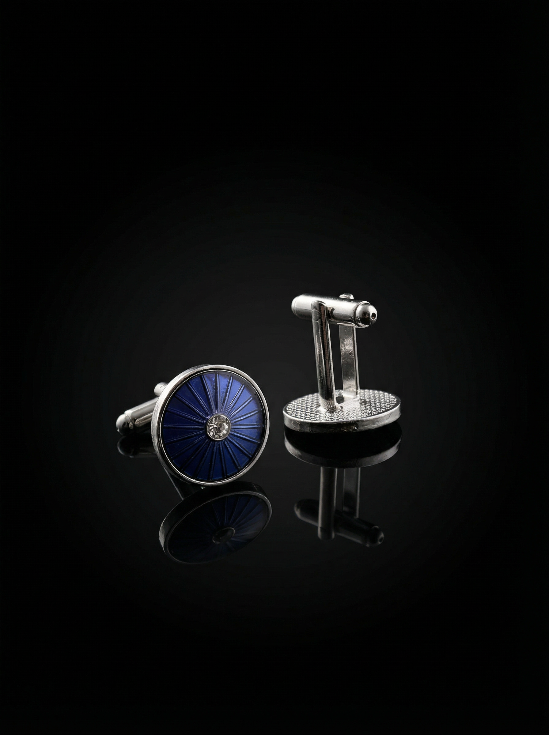Cobalt Sunburst Crystal Cufflinks Tivaaro